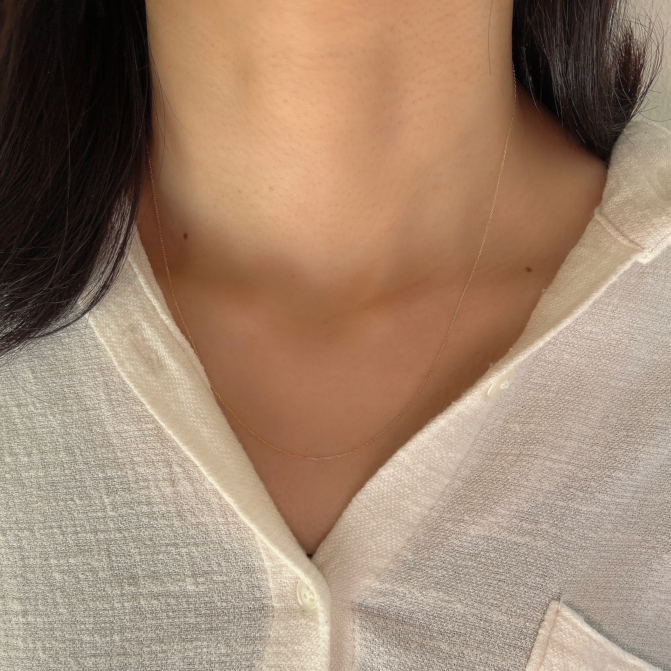 K18細身チェーンネック小豆スライド