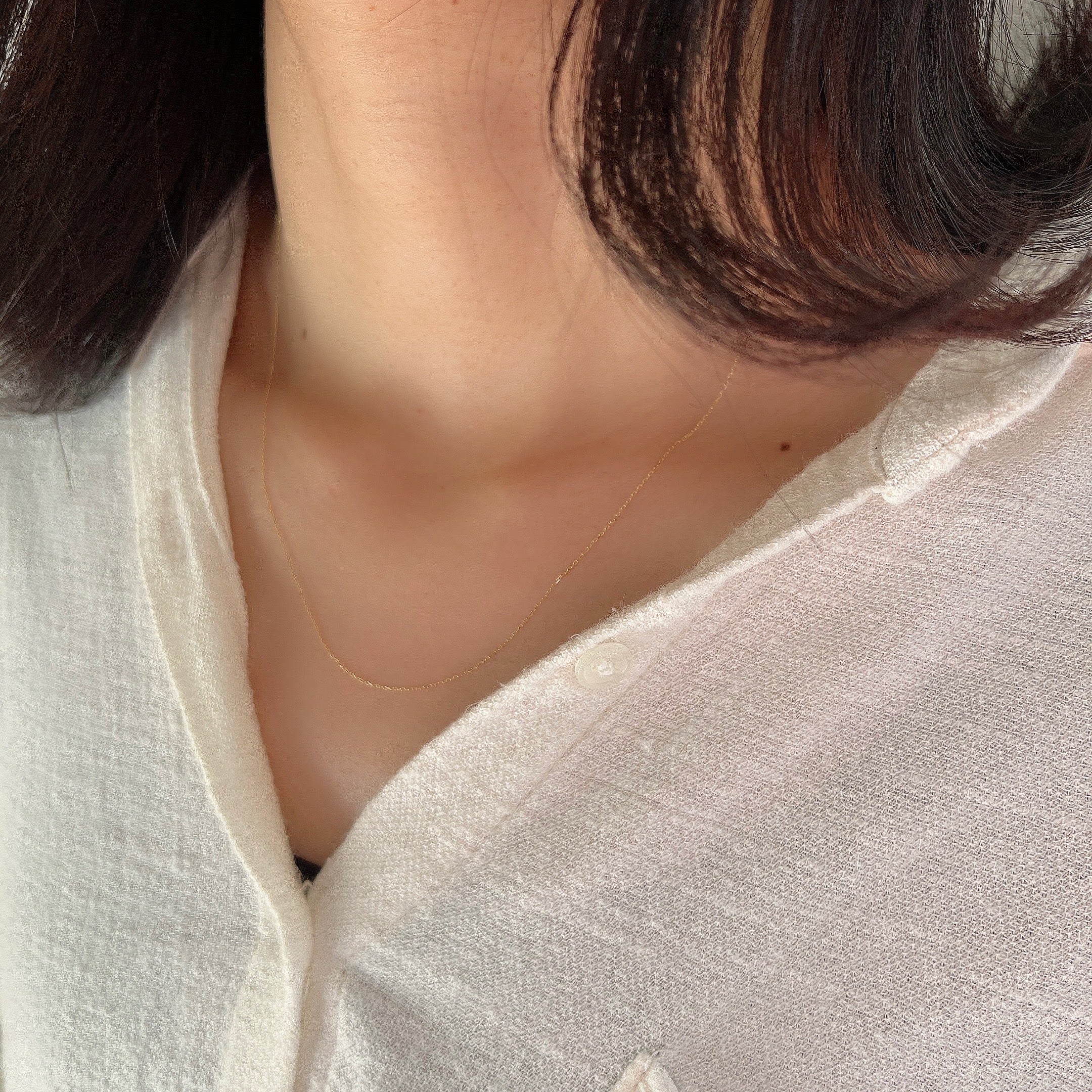 K18細身チェーンネック小豆スライド