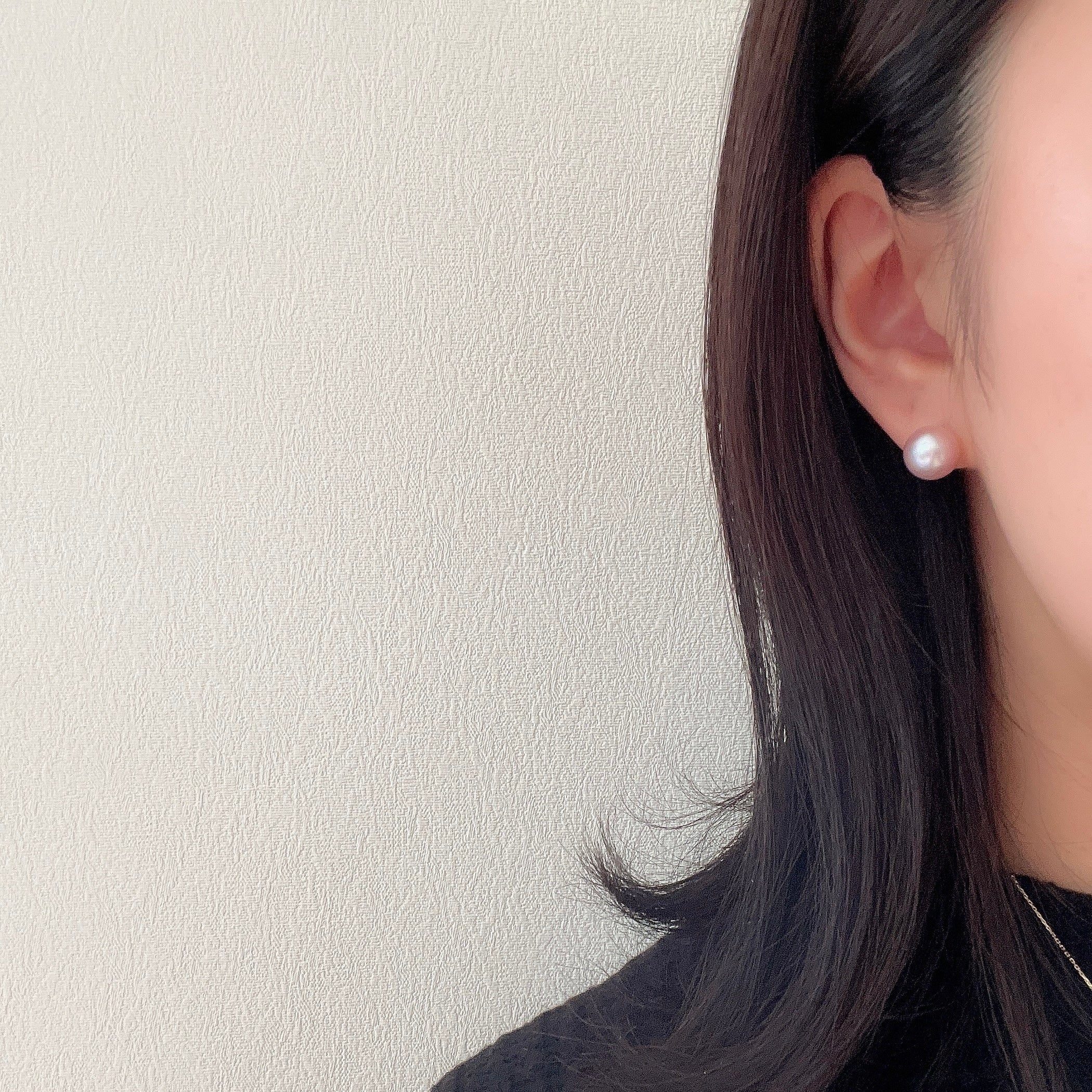 K18淡水ボタンパールピアス薄ピンク