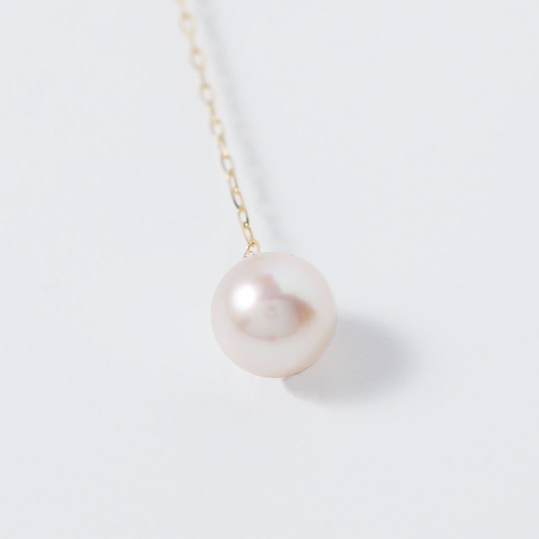 K18 Yネックレスダイヤ×アコヤパール