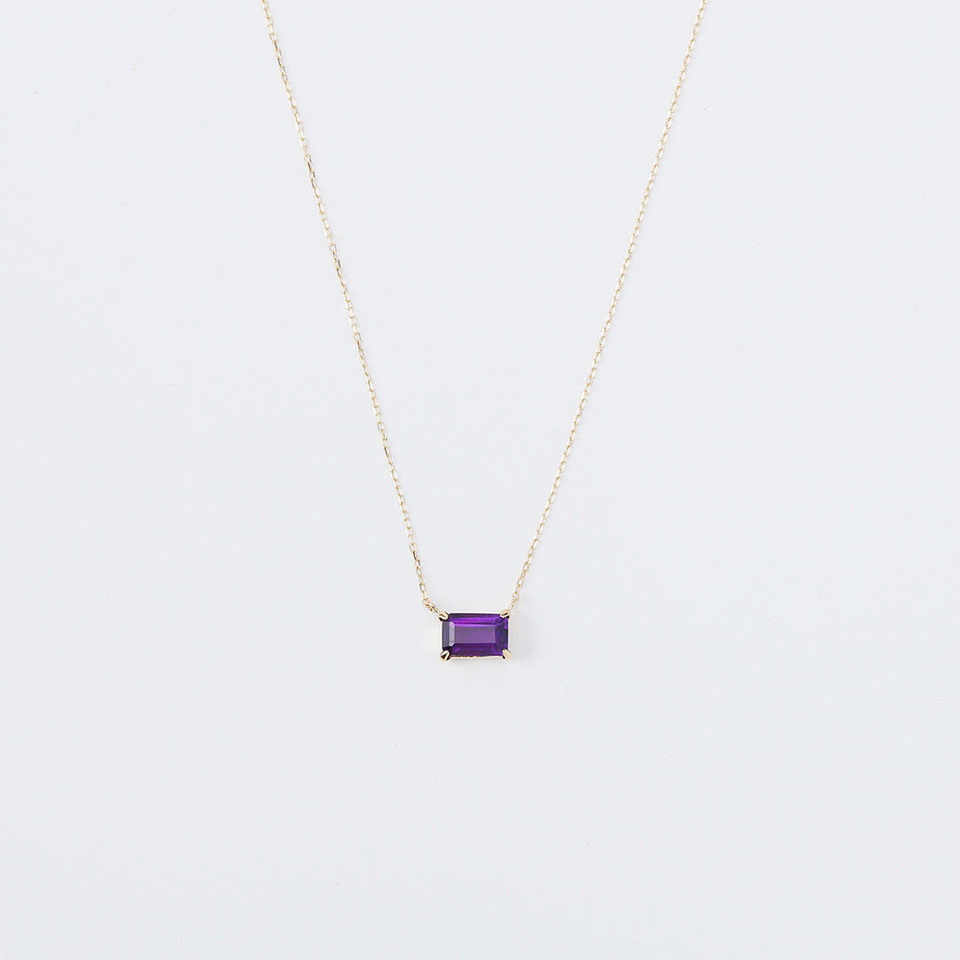 【受注生産品】K18スクエアアメジストネックレス