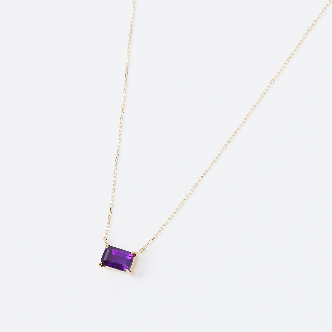 【受注生産品】K18スクエアアメジストネックレス