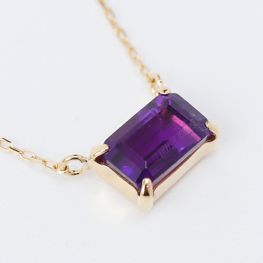 【受注生産品】K18スクエアアメジストネックレス