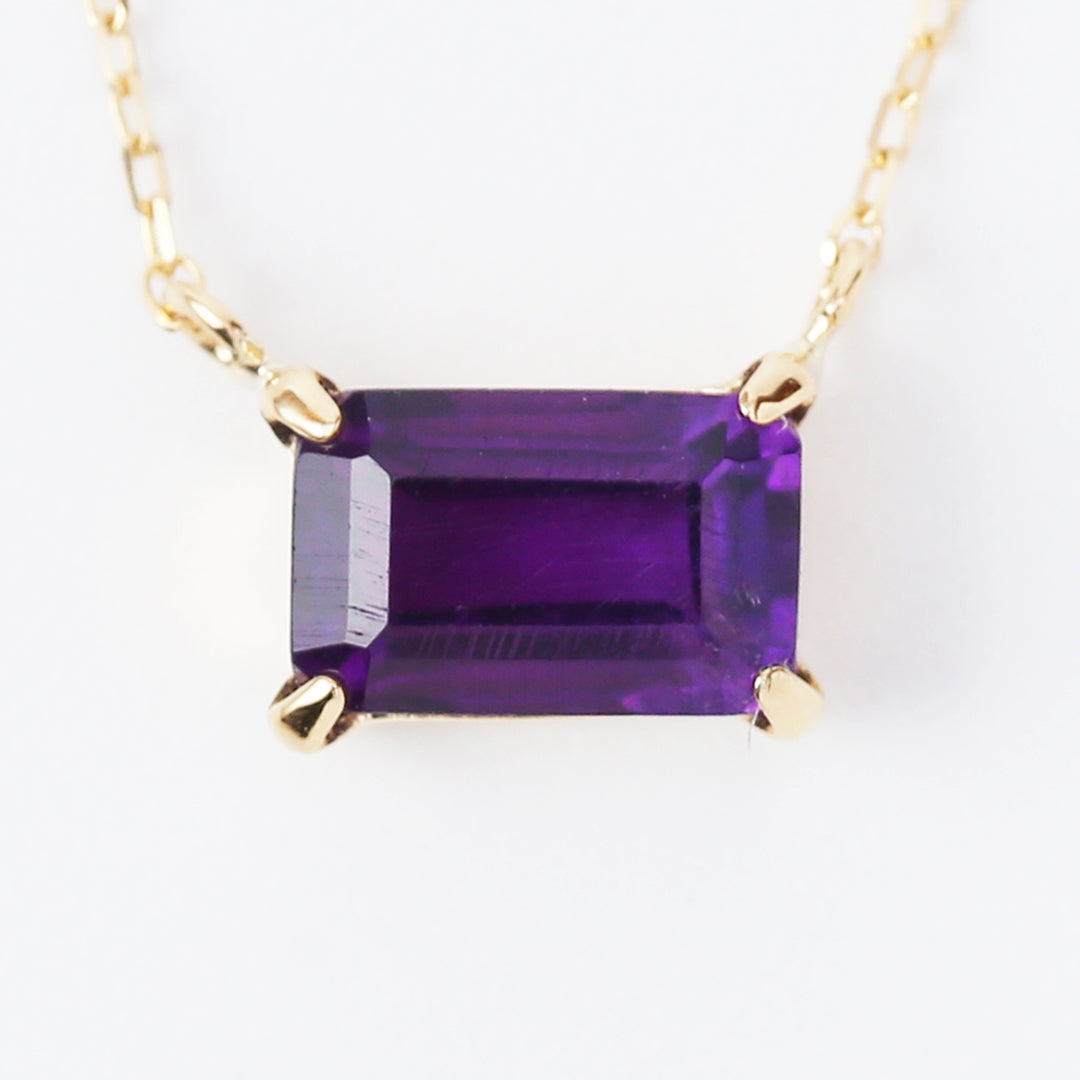 【受注生産品】K18スクエアアメジストネックレス