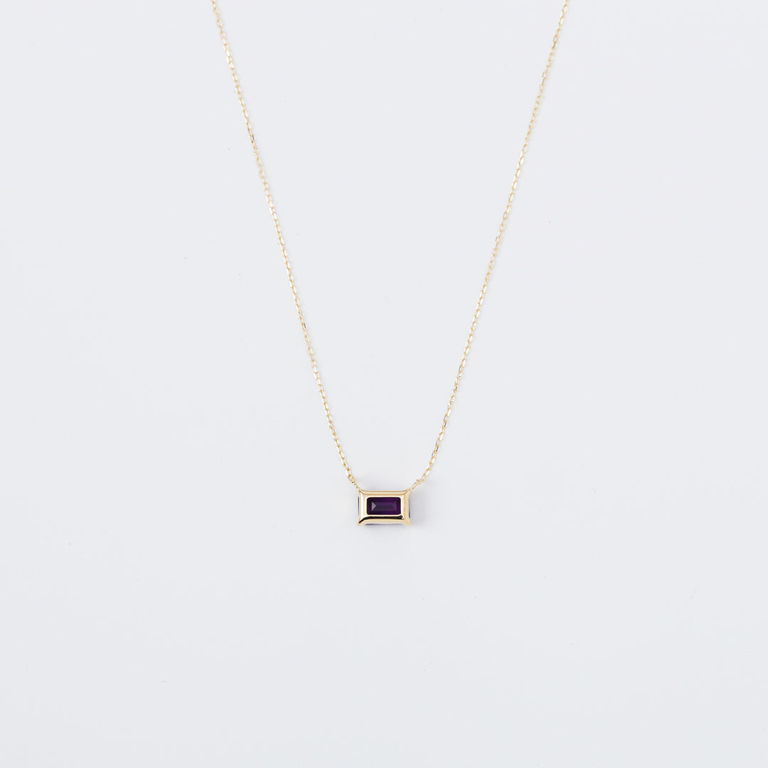 【受注生産品】K18スクエアアメジストネックレス