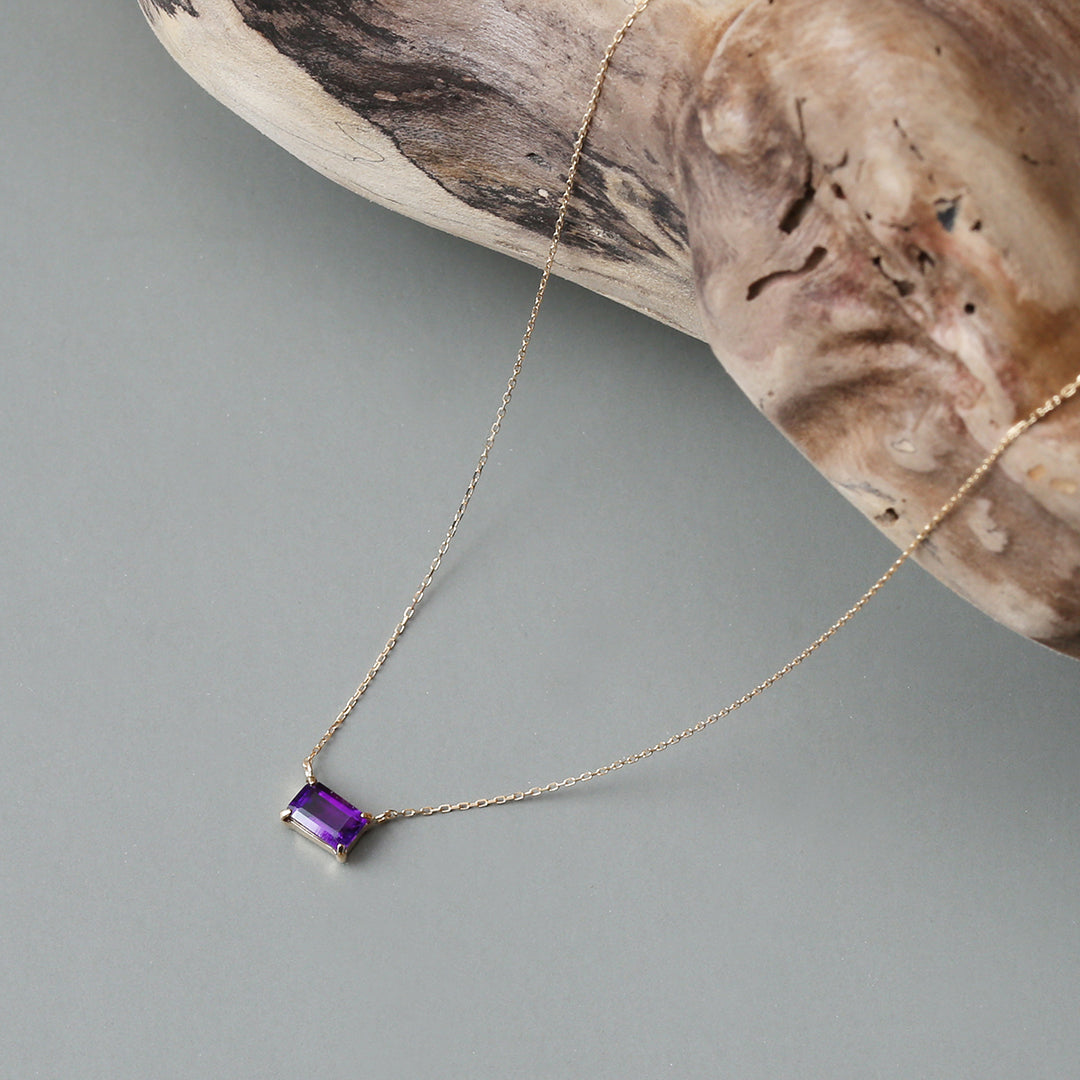 【受注生産品】K18スクエアアメジストネックレス
