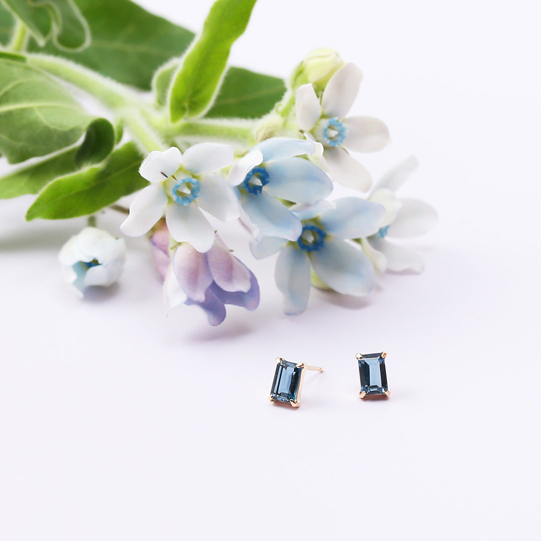 K18スクエアロンドンブルートパーズピアス