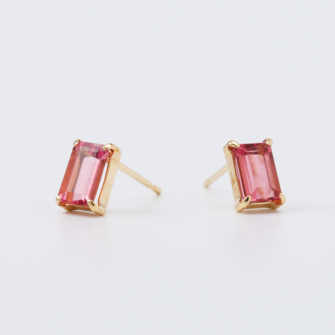 K18スクエアピンクトルマリンピアス