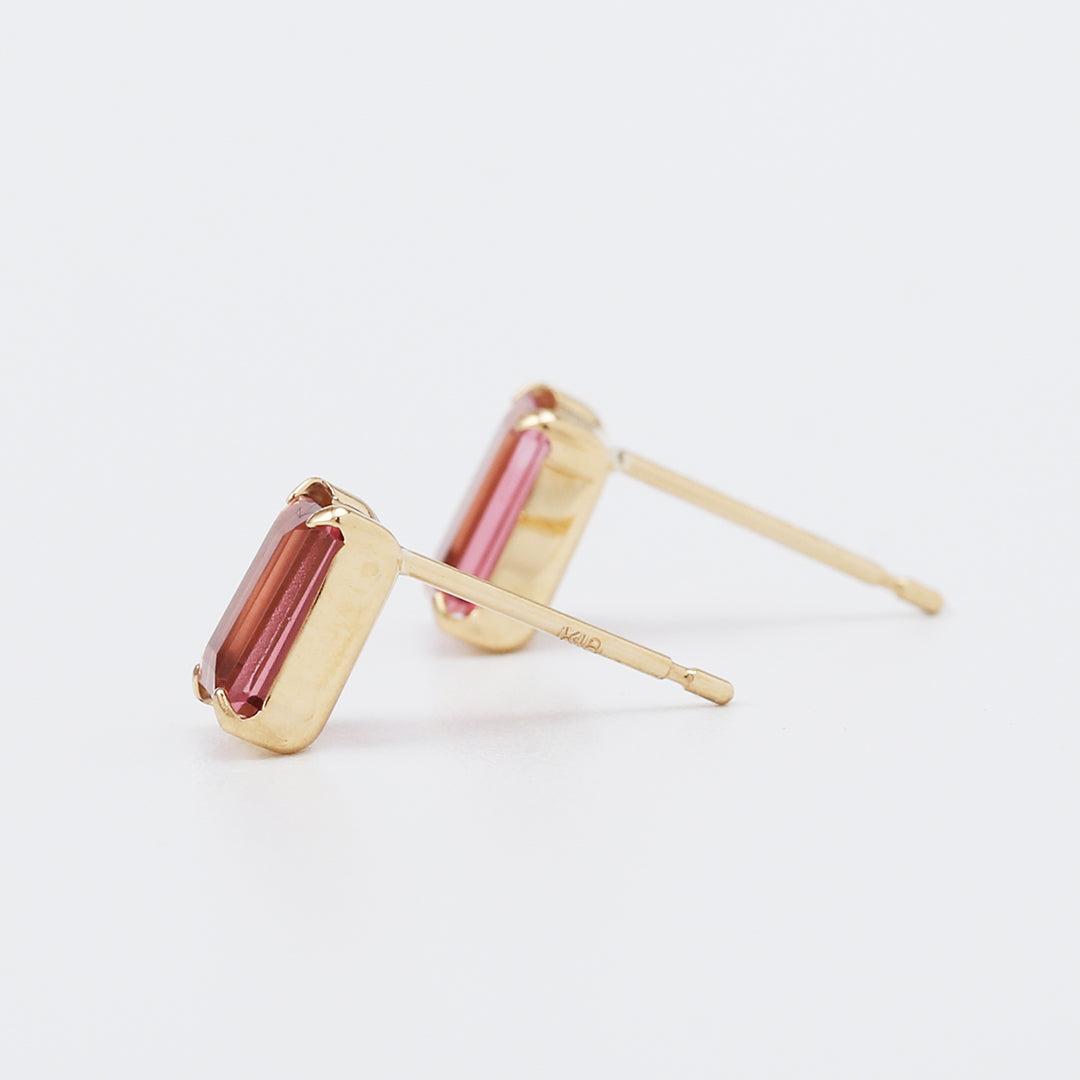 K18スクエアピンクトルマリンピアス