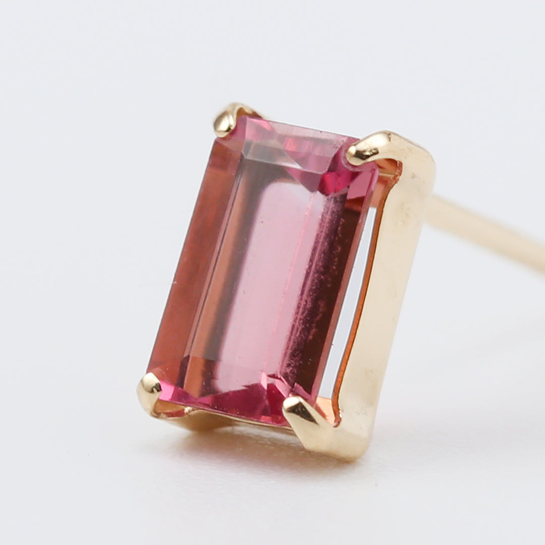 K18スクエアピンクトルマリンピアス