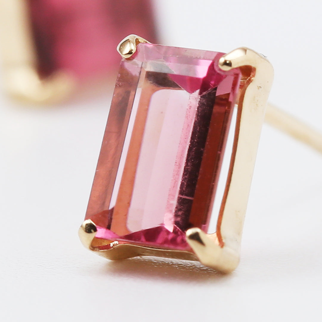 K18スクエアピンクトルマリンピアス