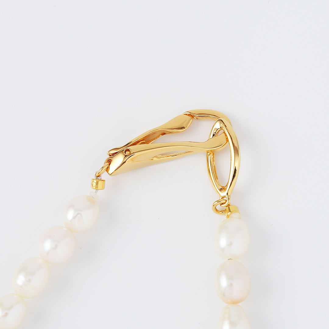 SV925淡水パールネックレス金メッキ