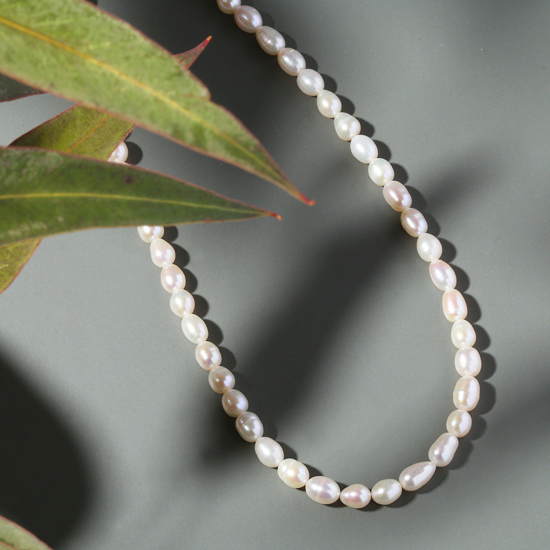 SV925淡水パールネックレス金メッキ