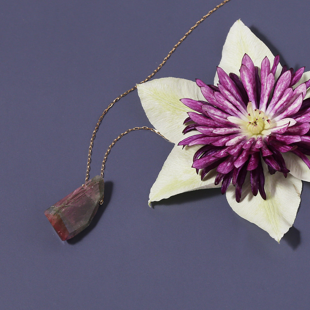 【一点物】K18ランダムカットトルマリンネックレス001