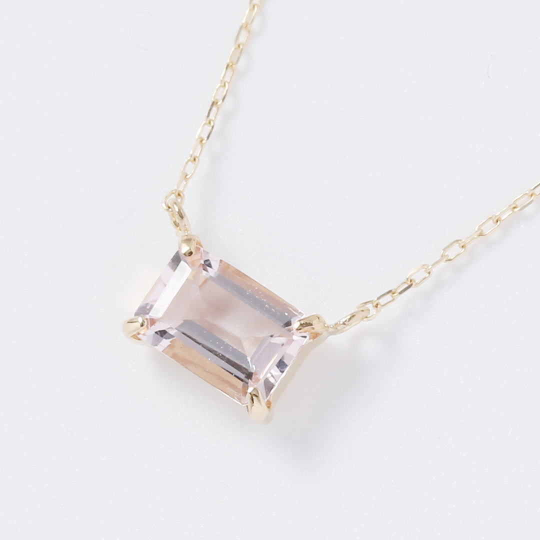 K18スクエアモルガナイトネックレス