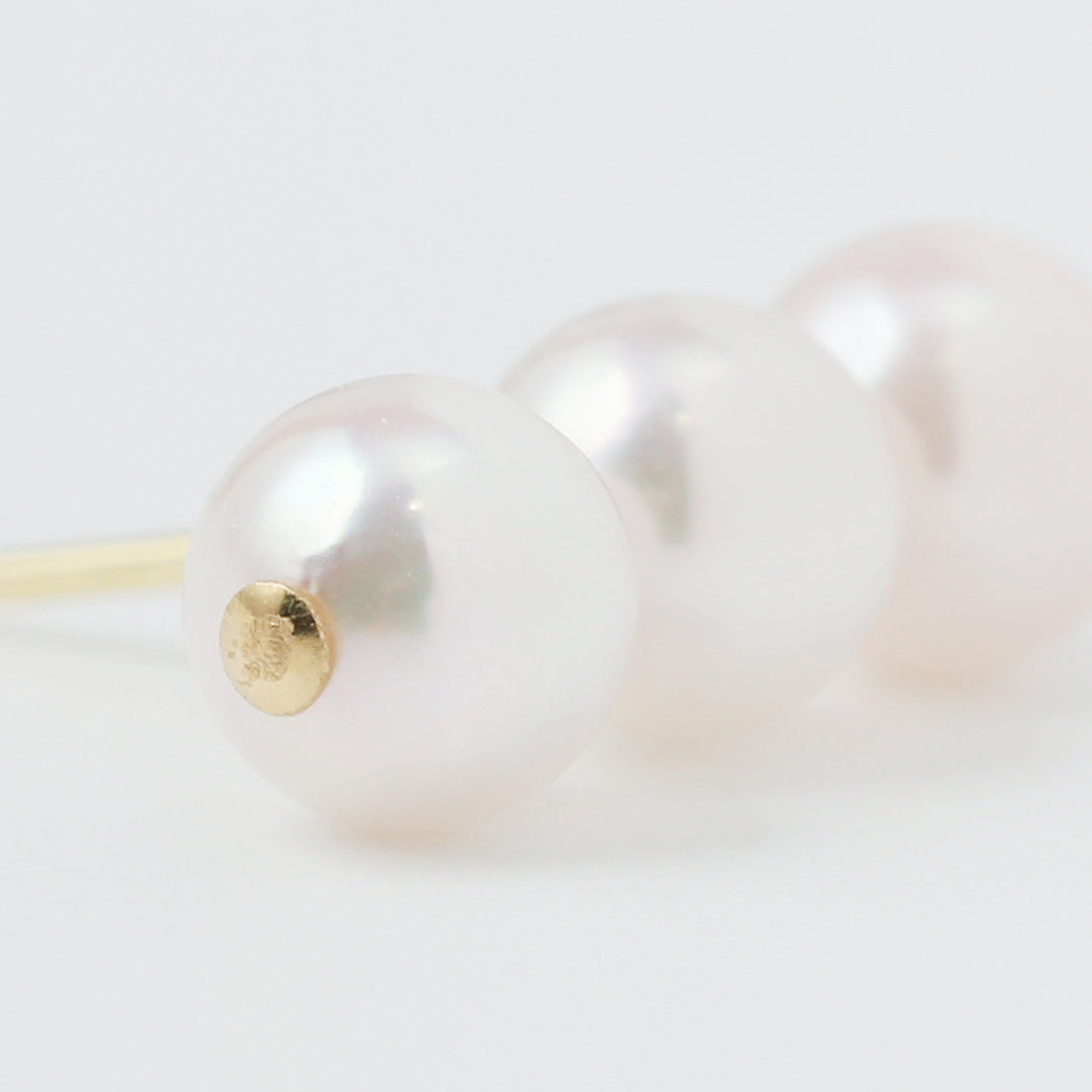 K18アコヤパール3粒ピアス
