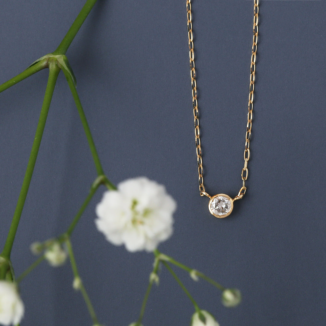 K18伏せ込みダイヤモンドネックレス0.10ct