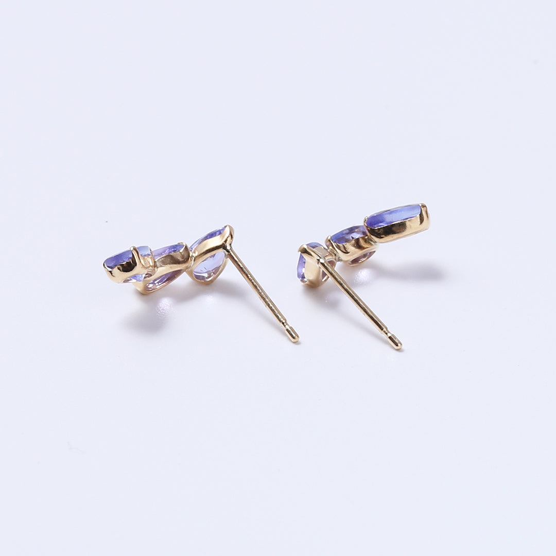 K18タンザナイトツユ3粒ピアス