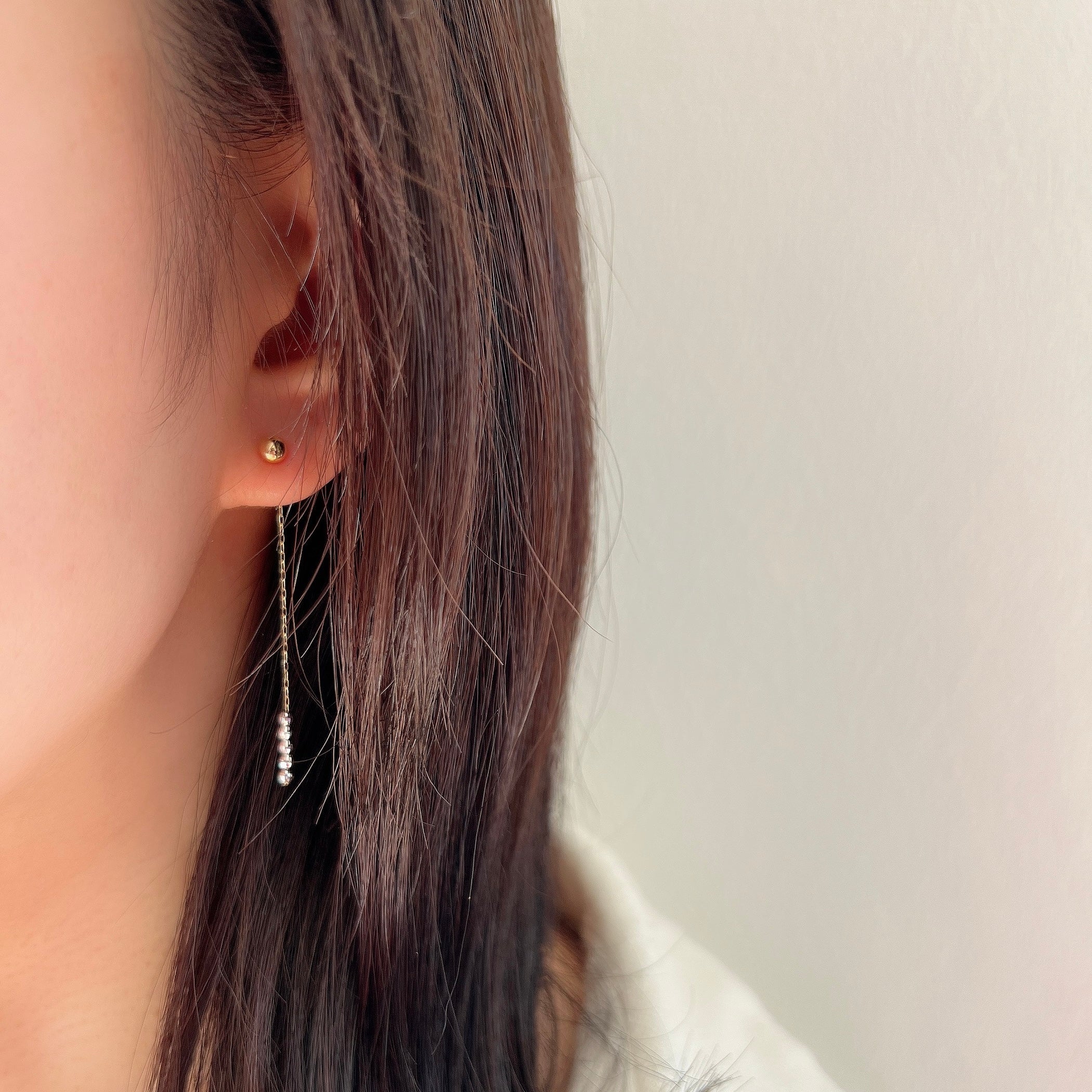 K18丸玉ピアス×スライドミラーボールキャッチ