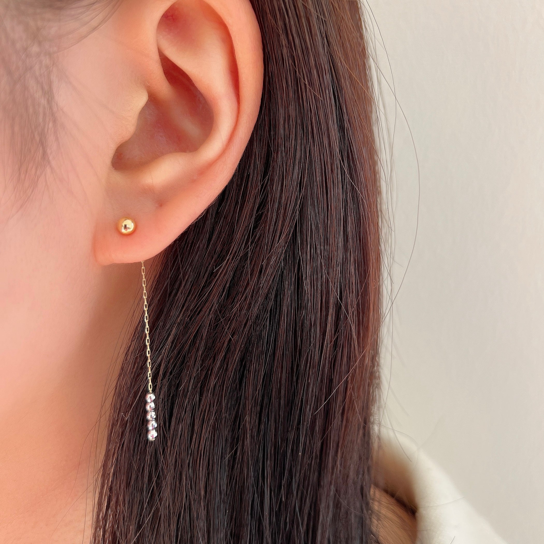 K18丸玉ピアス×スライドミラーボールキャッチ