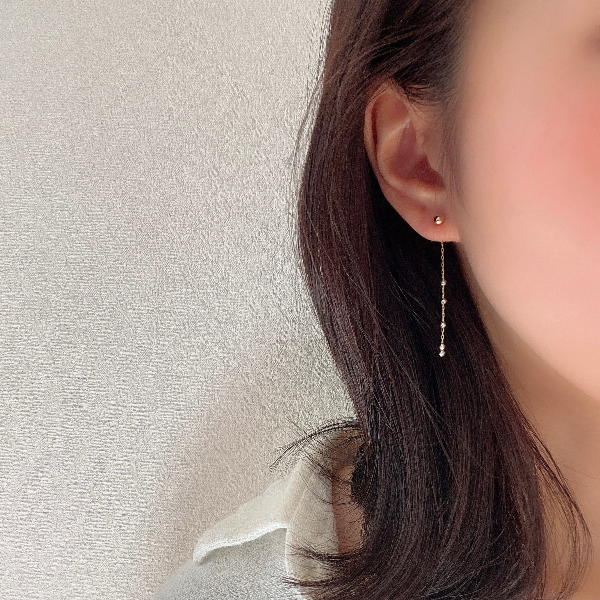 K18丸玉ピアス×スライドミラーボールキャッチ