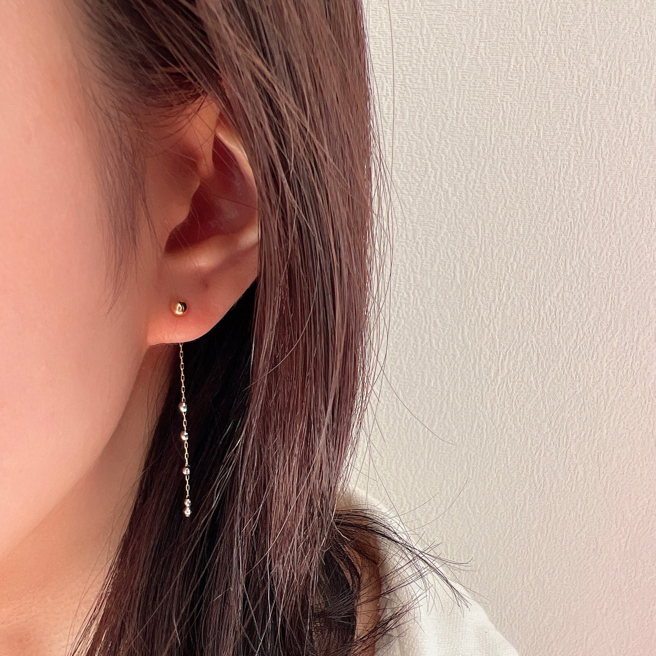 K18丸玉ピアス×スライドミラーボールキャッチ