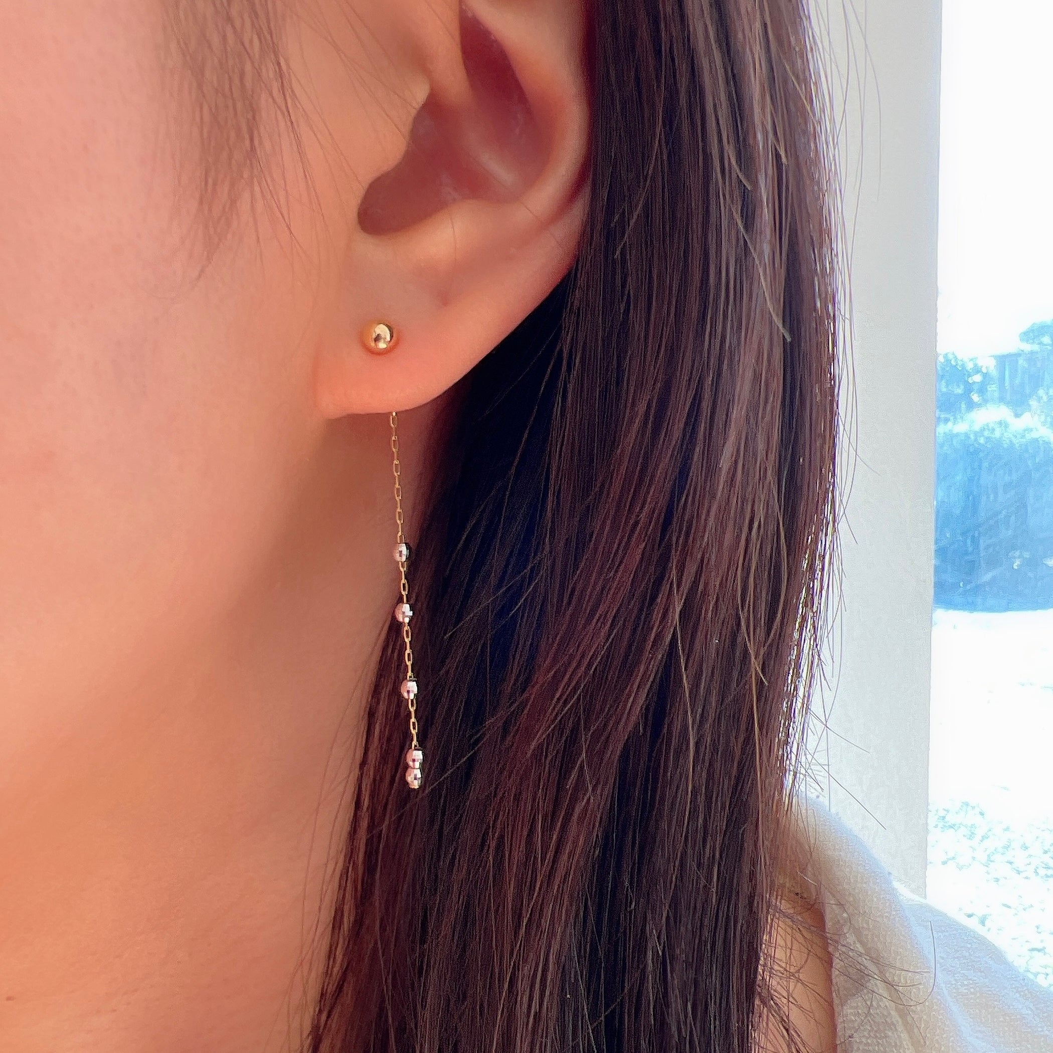 K18丸玉ピアス×スライドミラーボールキャッチ