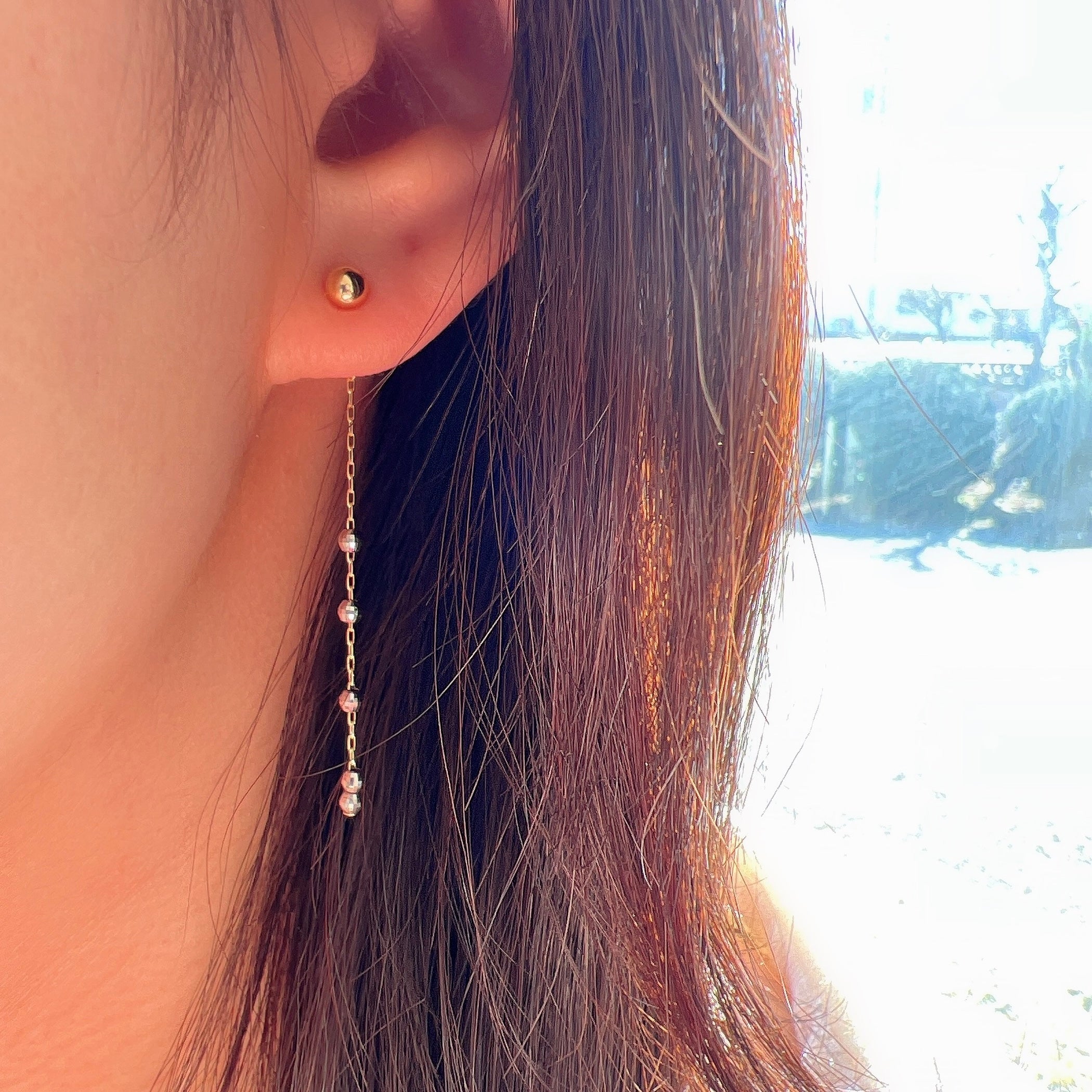 K18丸玉ピアス×スライドミラーボールキャッチ