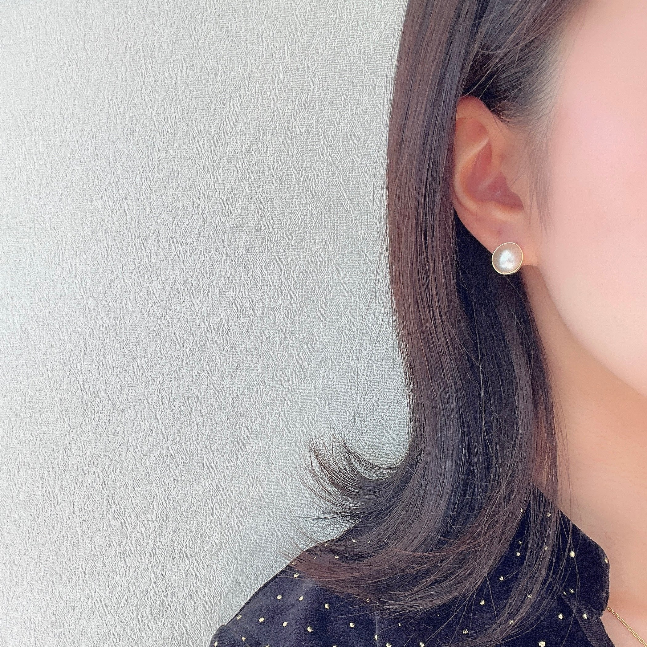 K18手巻きマベパールピアス