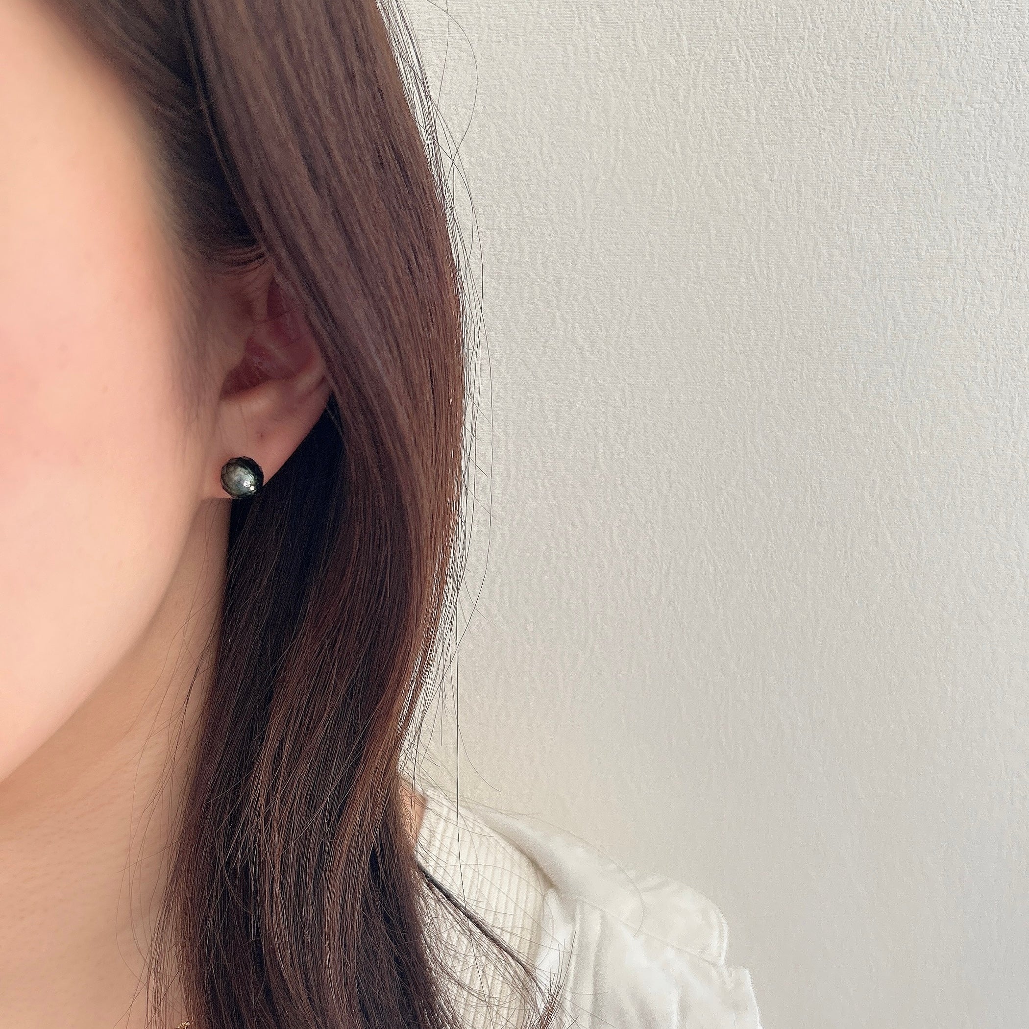 K18タヒチカットパールダイヤピアス