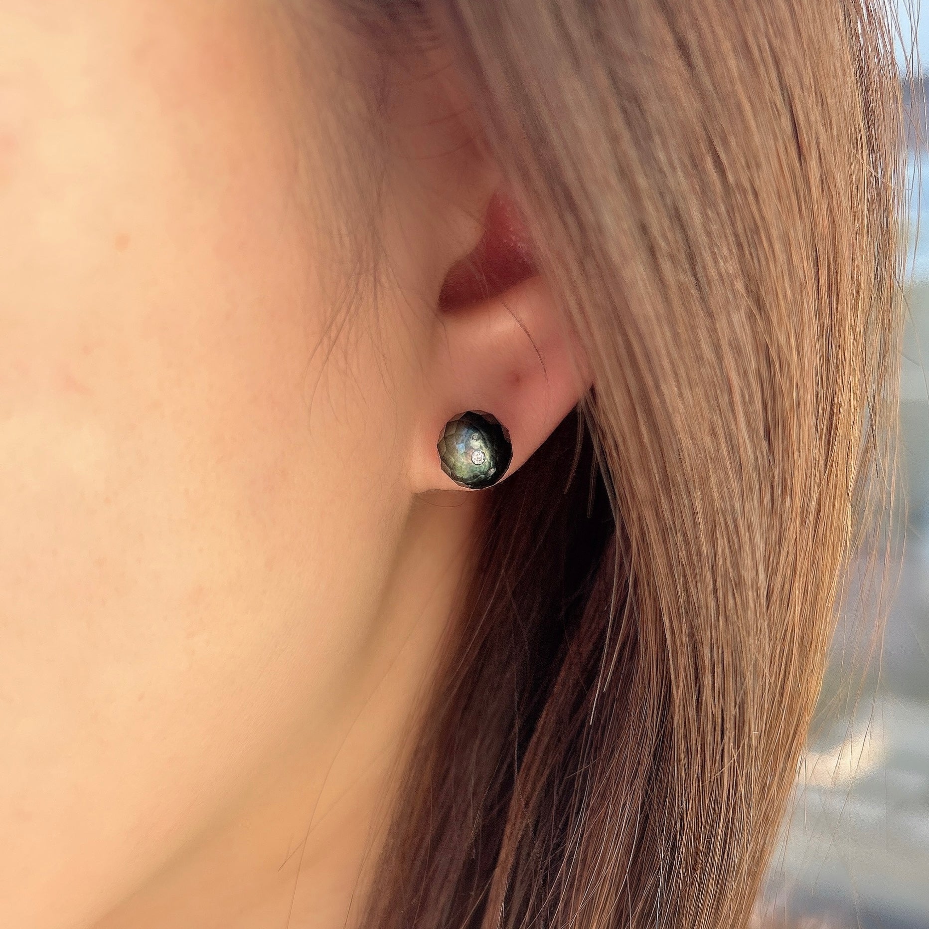 K18タヒチカットパールダイヤピアス