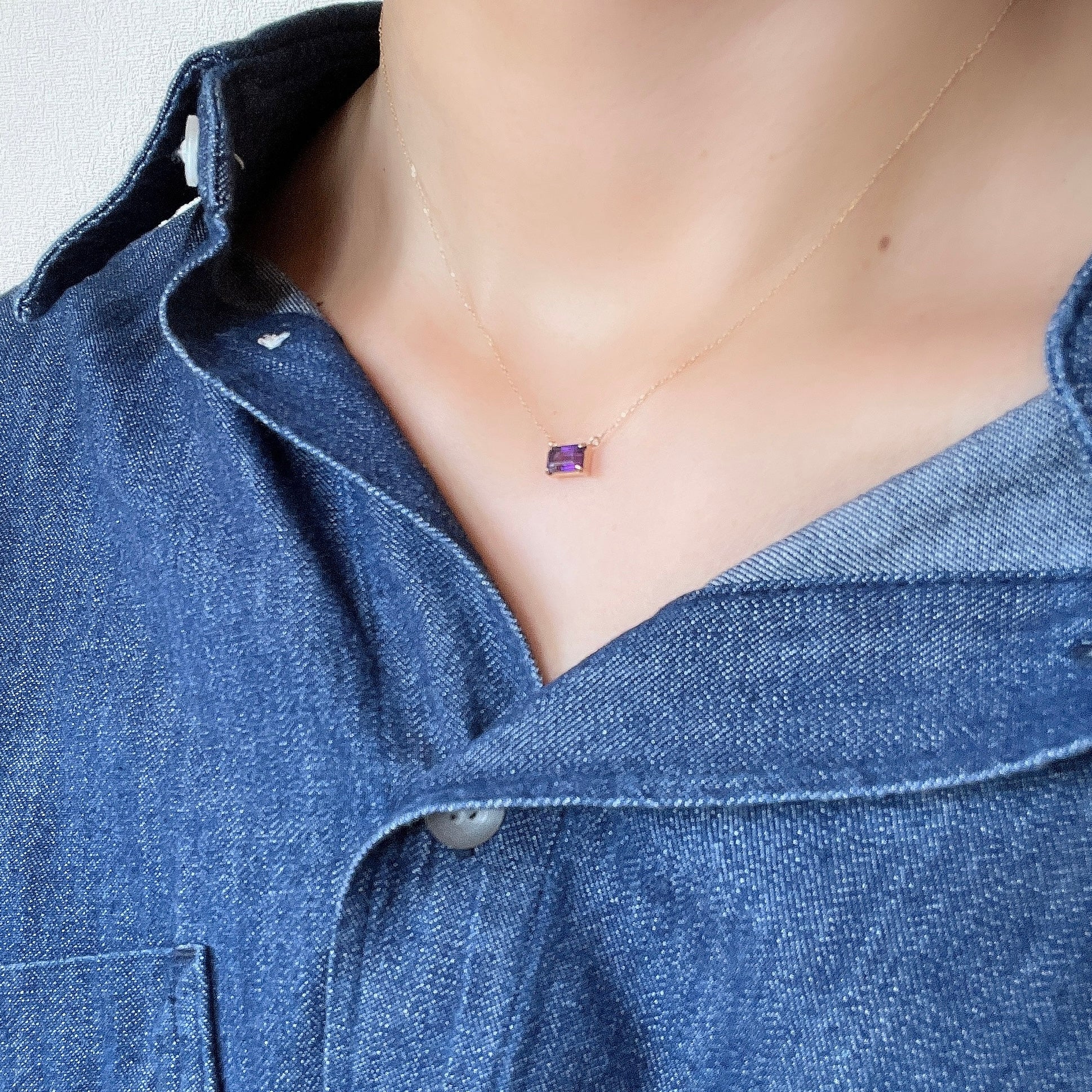【受注生産品】K18スクエアアメジストネックレス