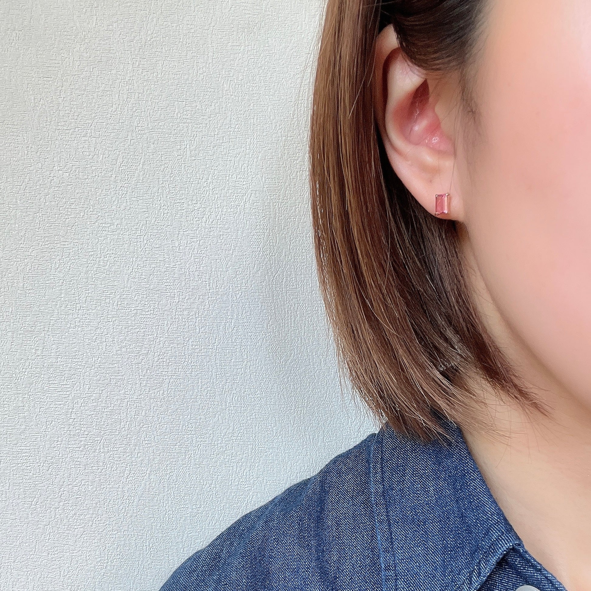 K18スクエアピンクトルマリンピアス