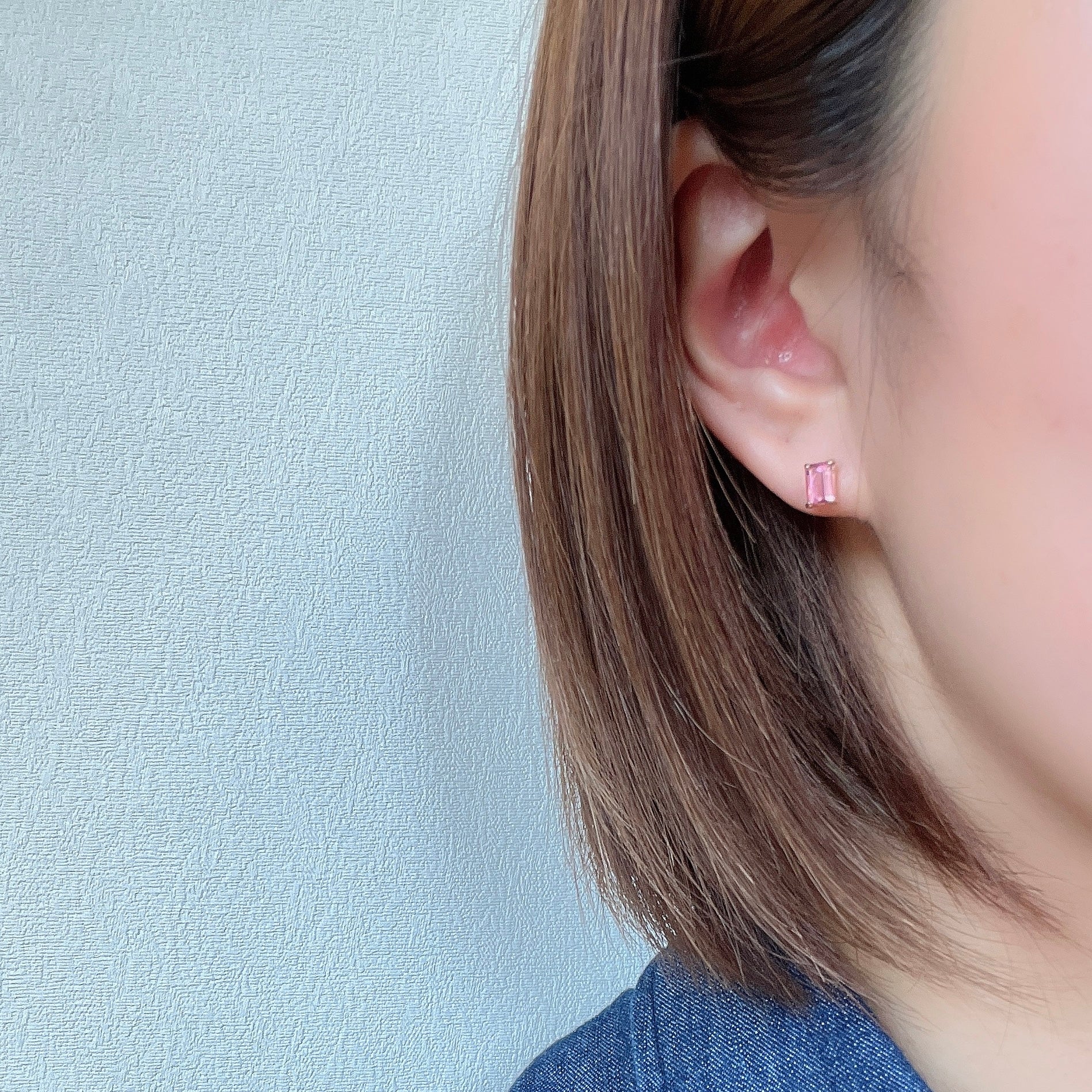 K18スクエアピンクトルマリンピアス