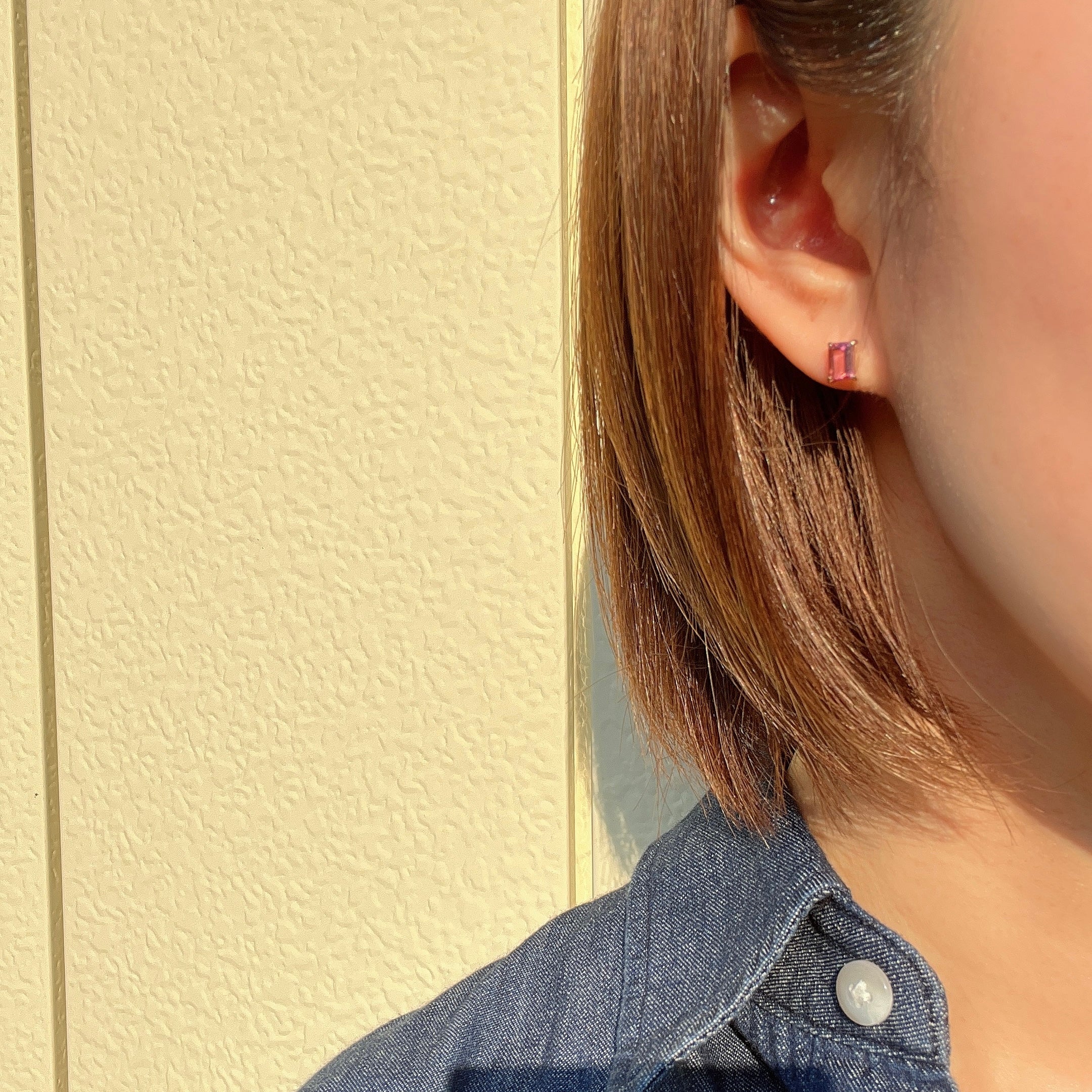 K18スクエアピンクトルマリンピアス