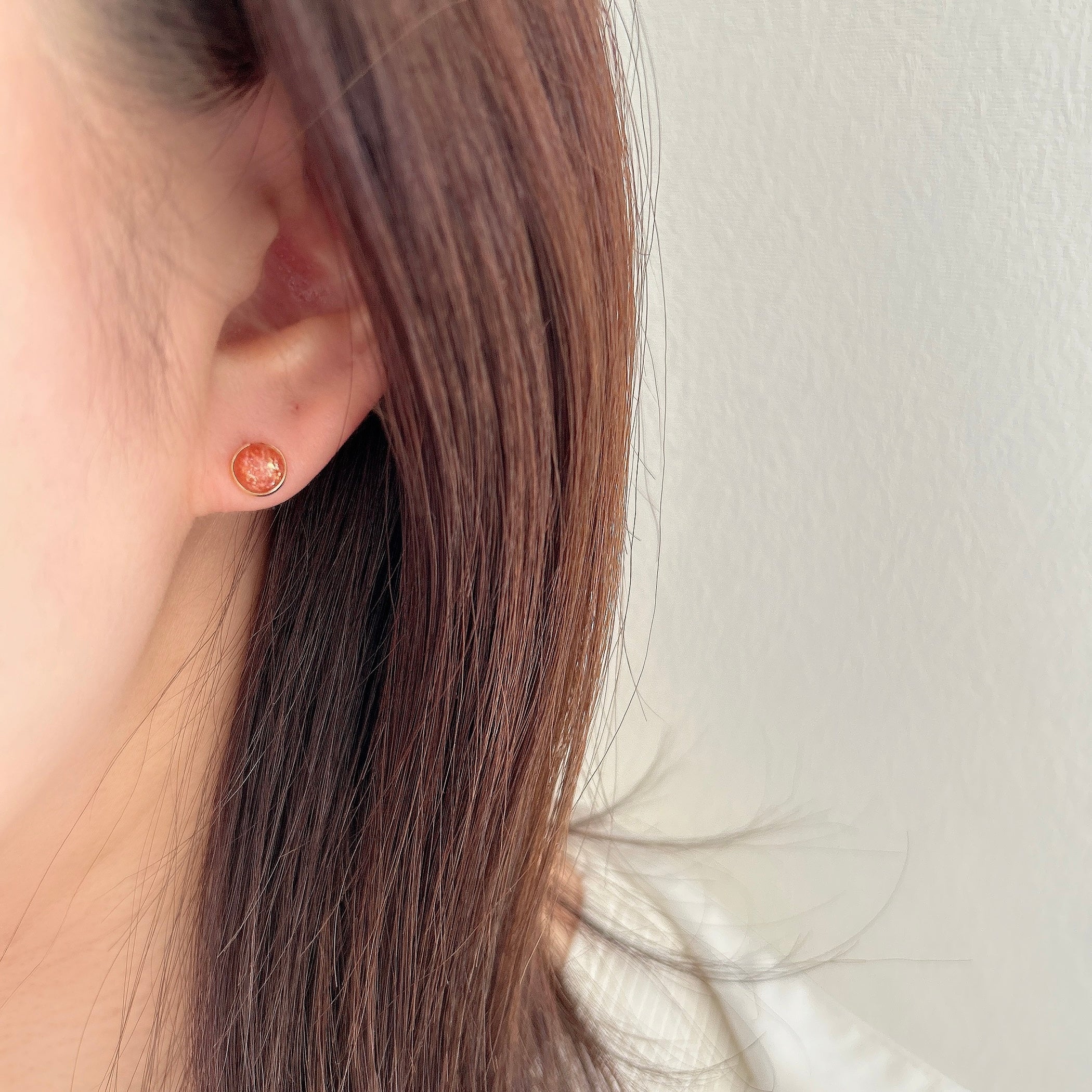 K18サンストーン手巻きピアス