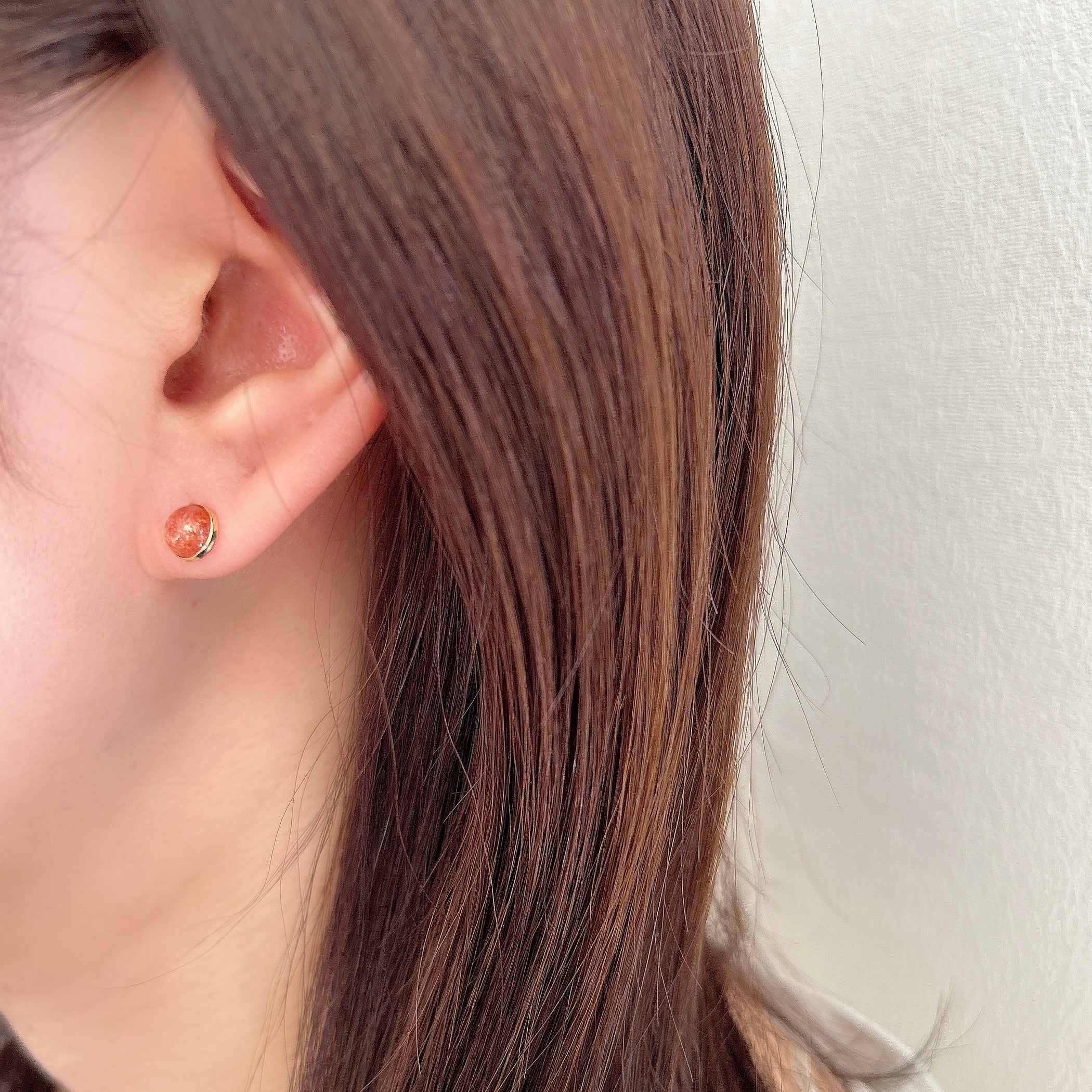 K18サンストーン手巻きピアス