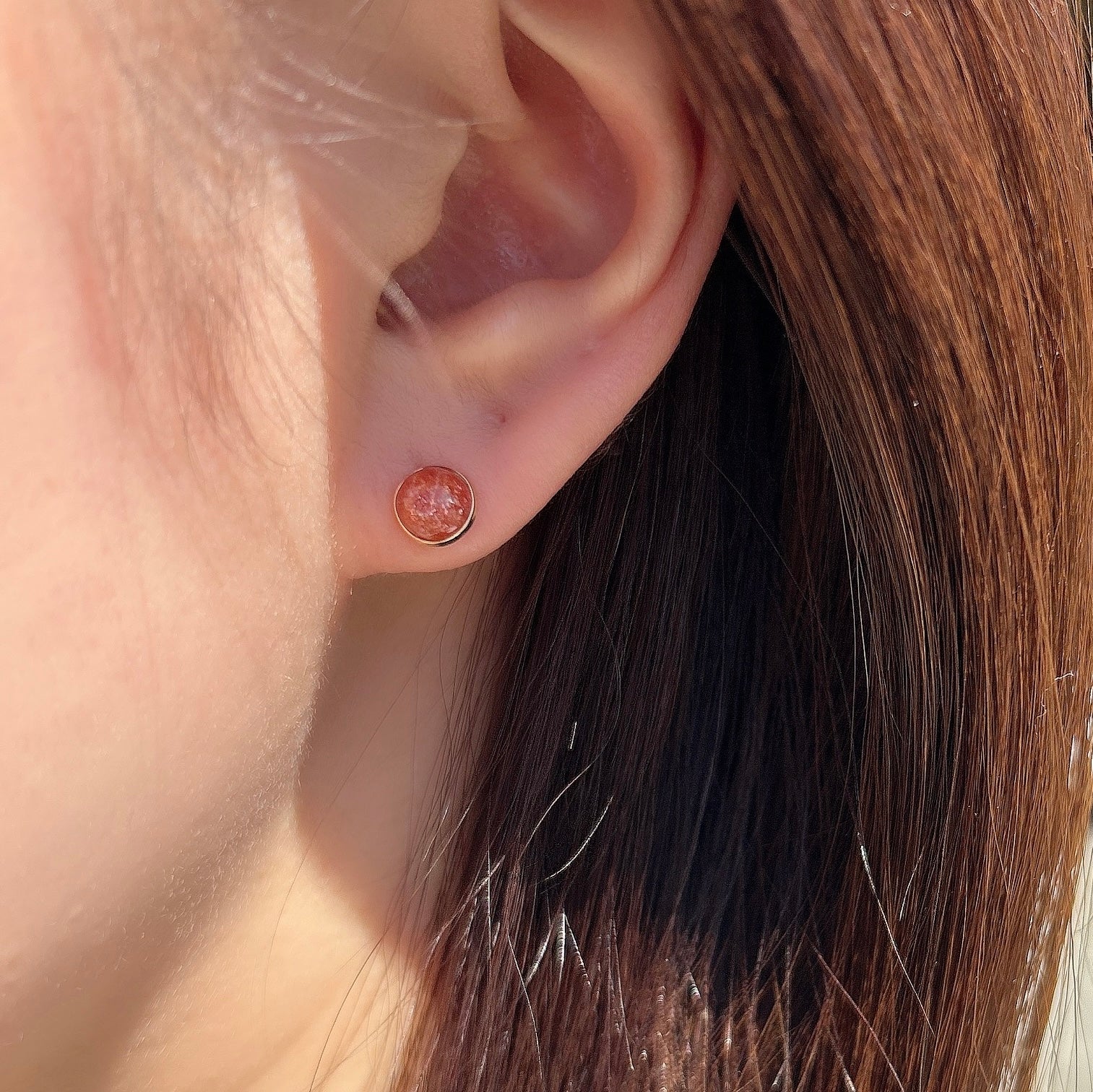 K18サンストーン手巻きピアス