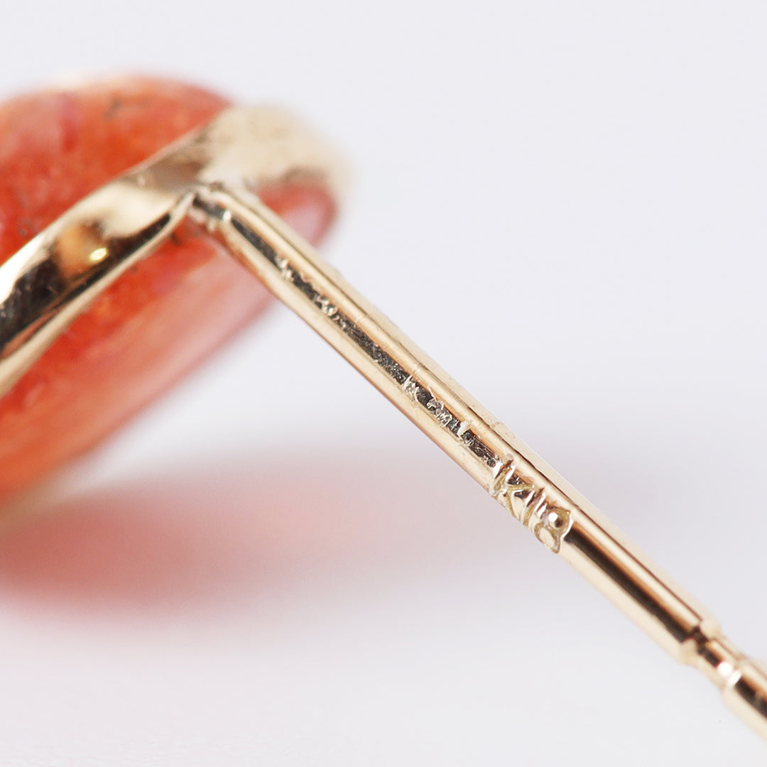 K18サンストーン手巻きピアス