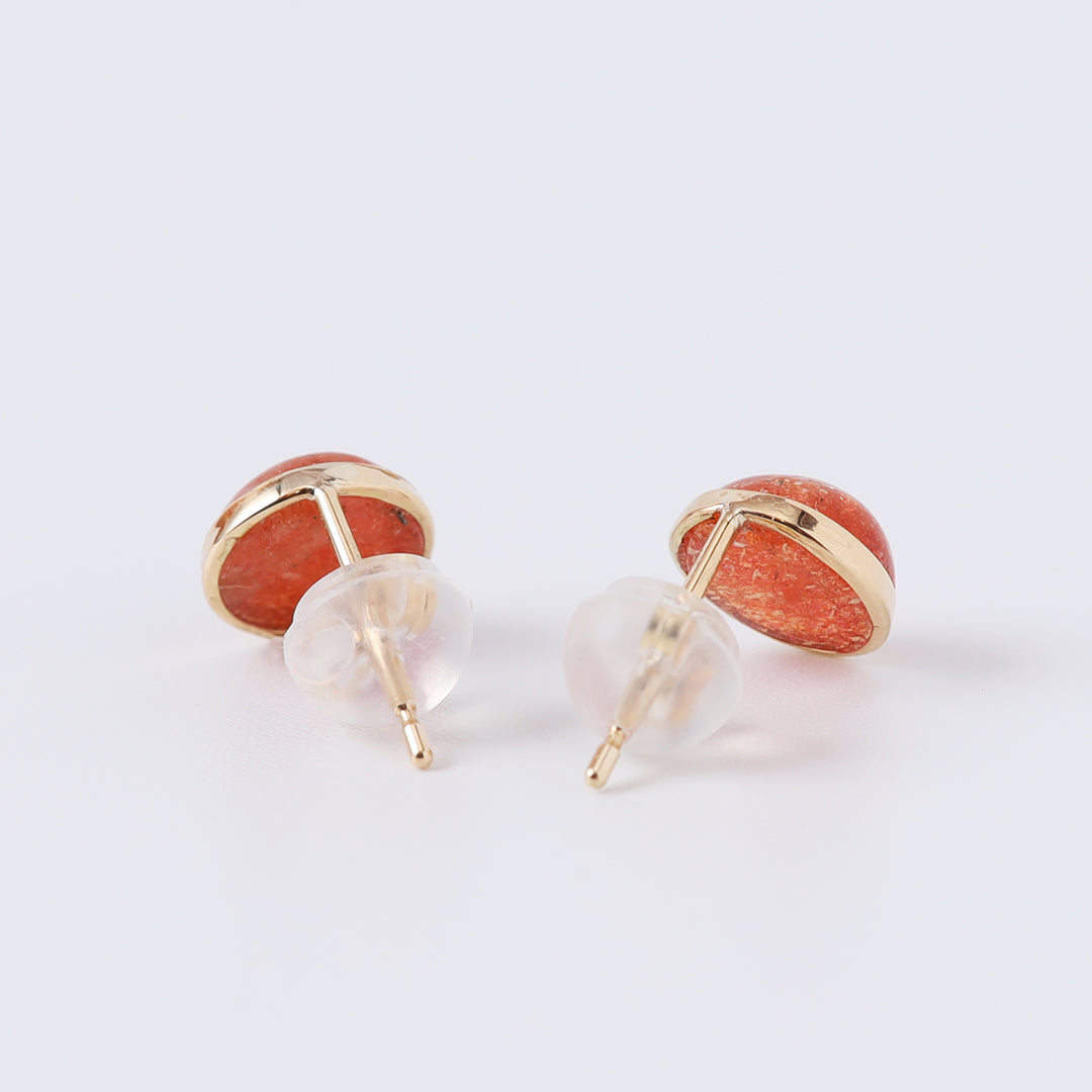 K18サンストーン手巻きピアス