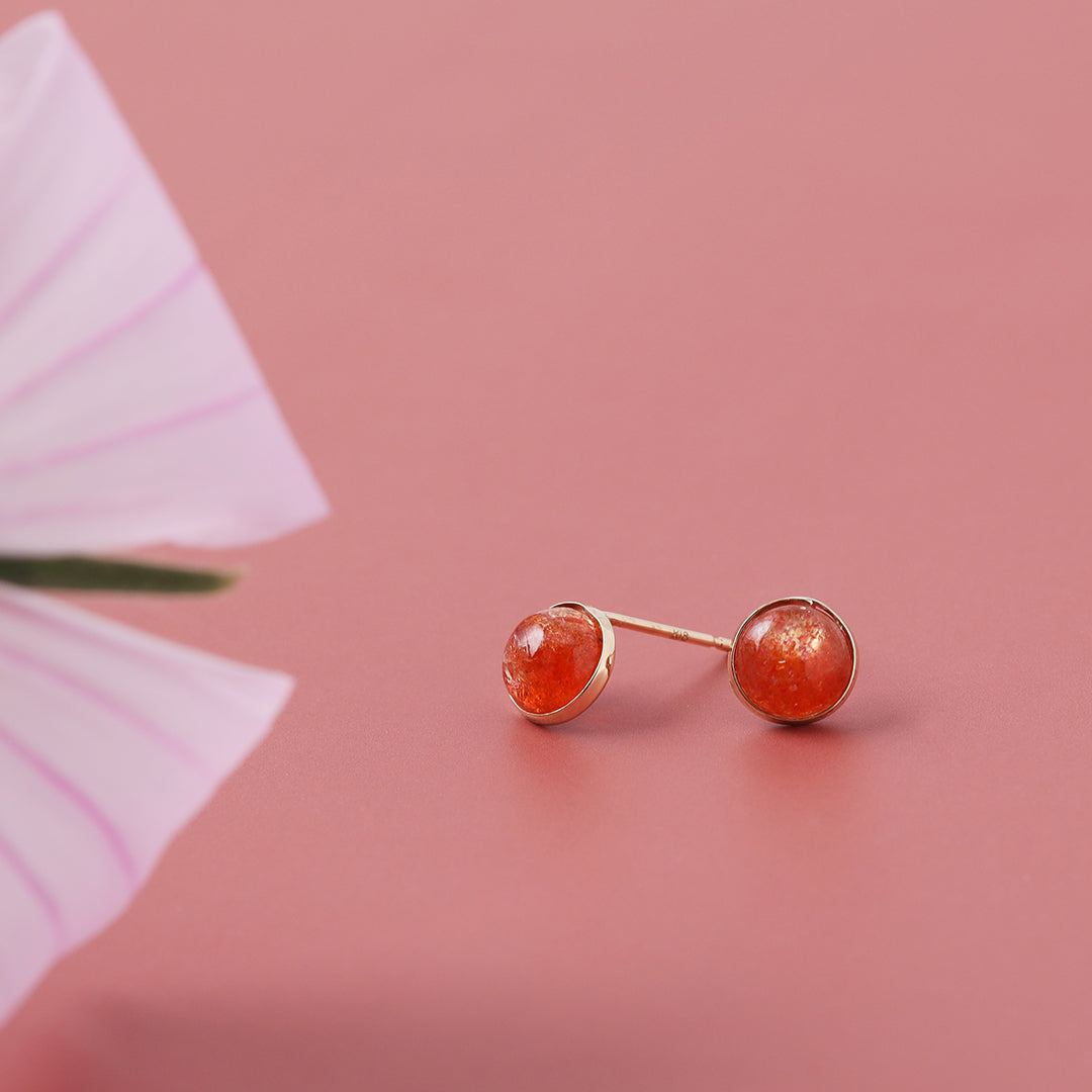 K18サンストーン手巻きピアス