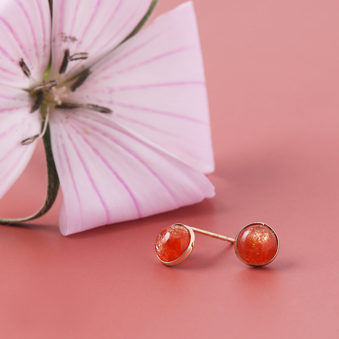 K18サンストーン手巻きピアス