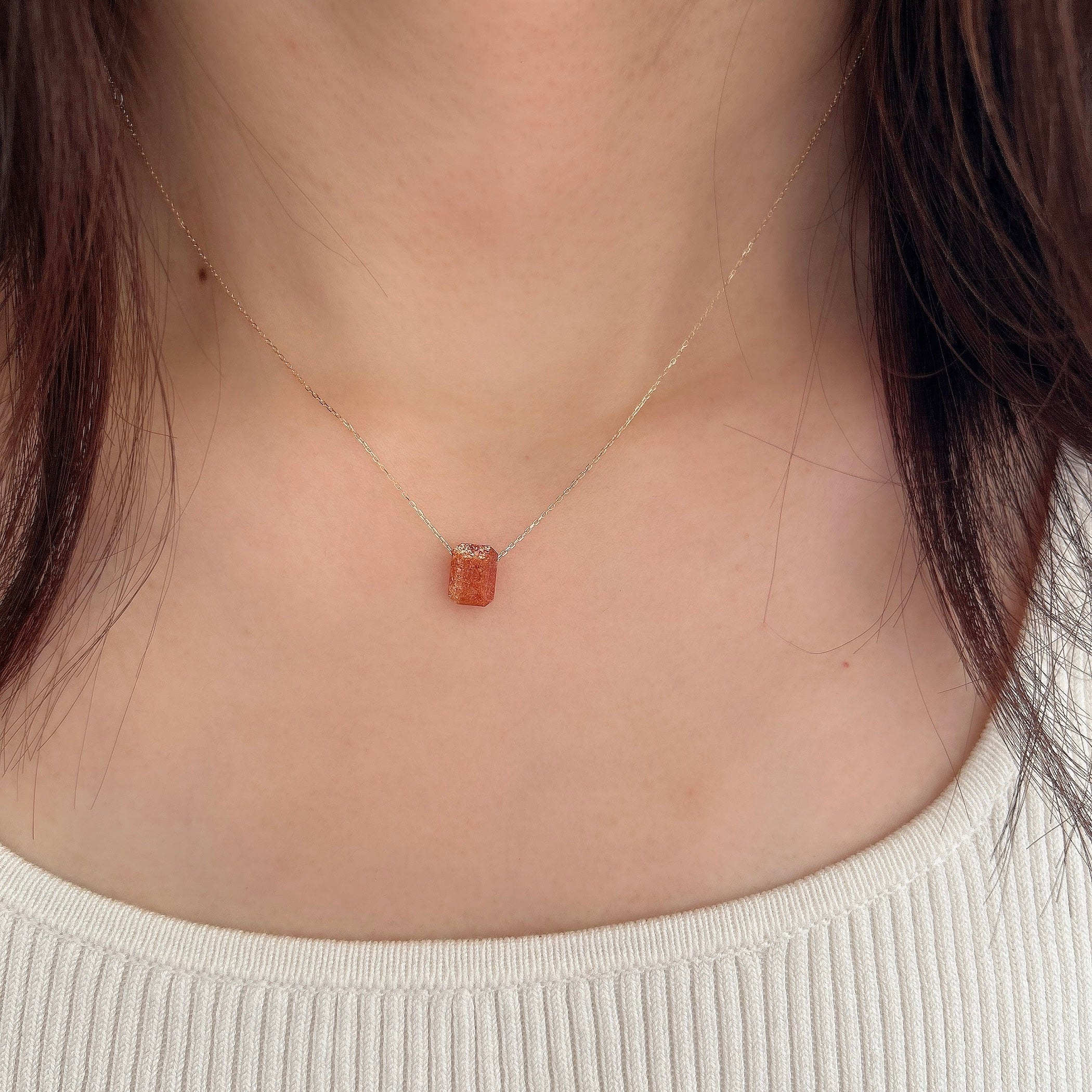 K18サンストーンネックレス