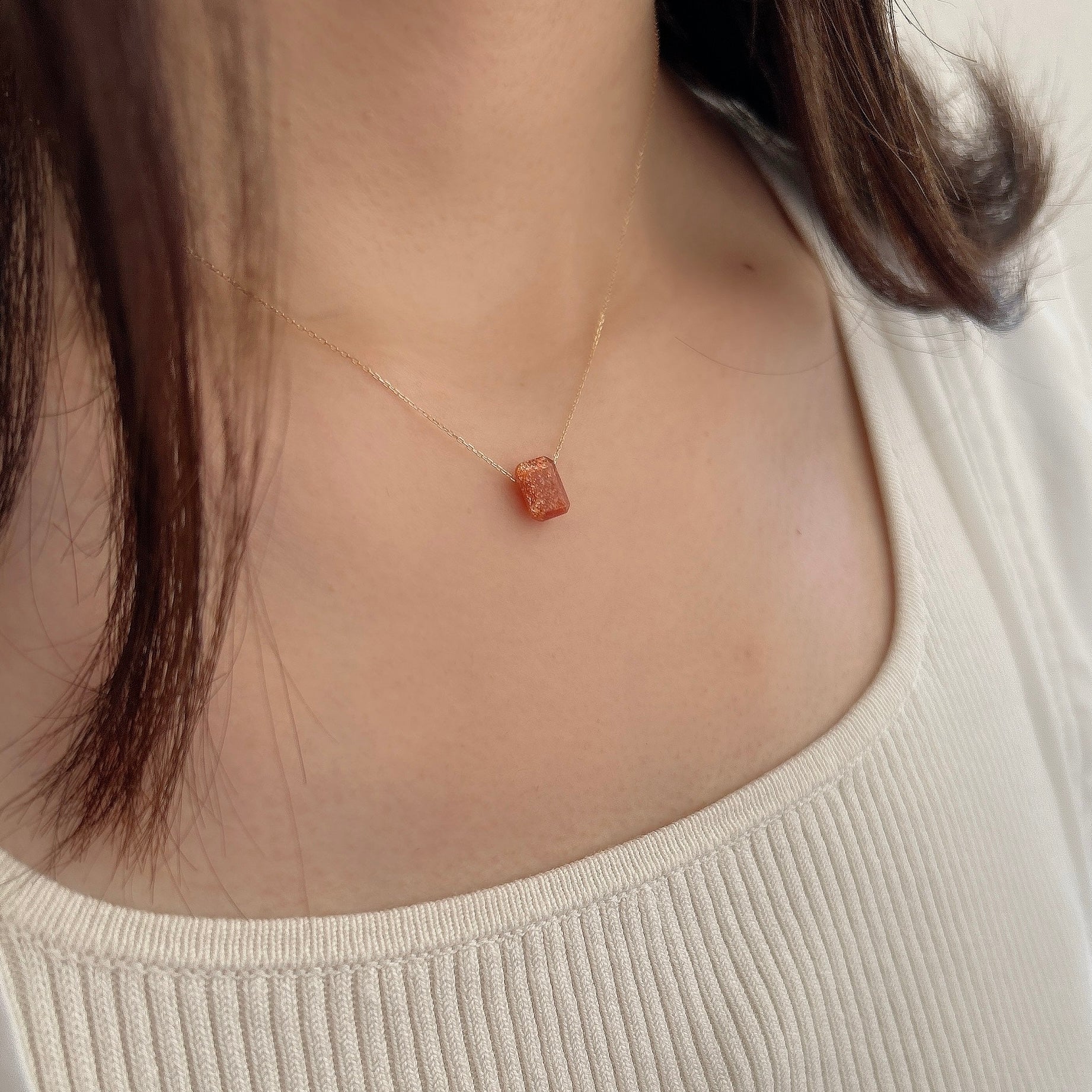 K18サンストーンネックレス