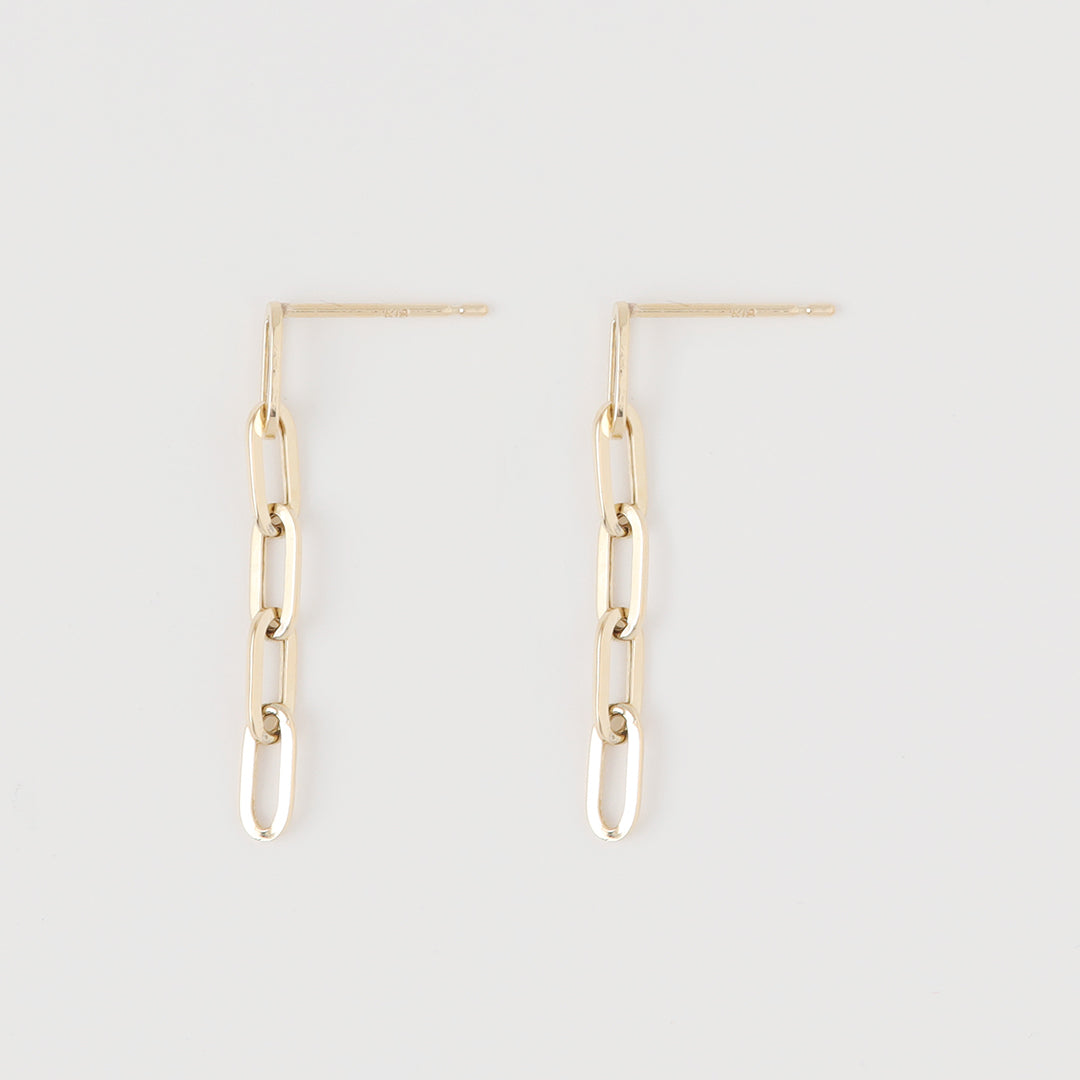 K18ペーパークリップチェーンピアス5コマ