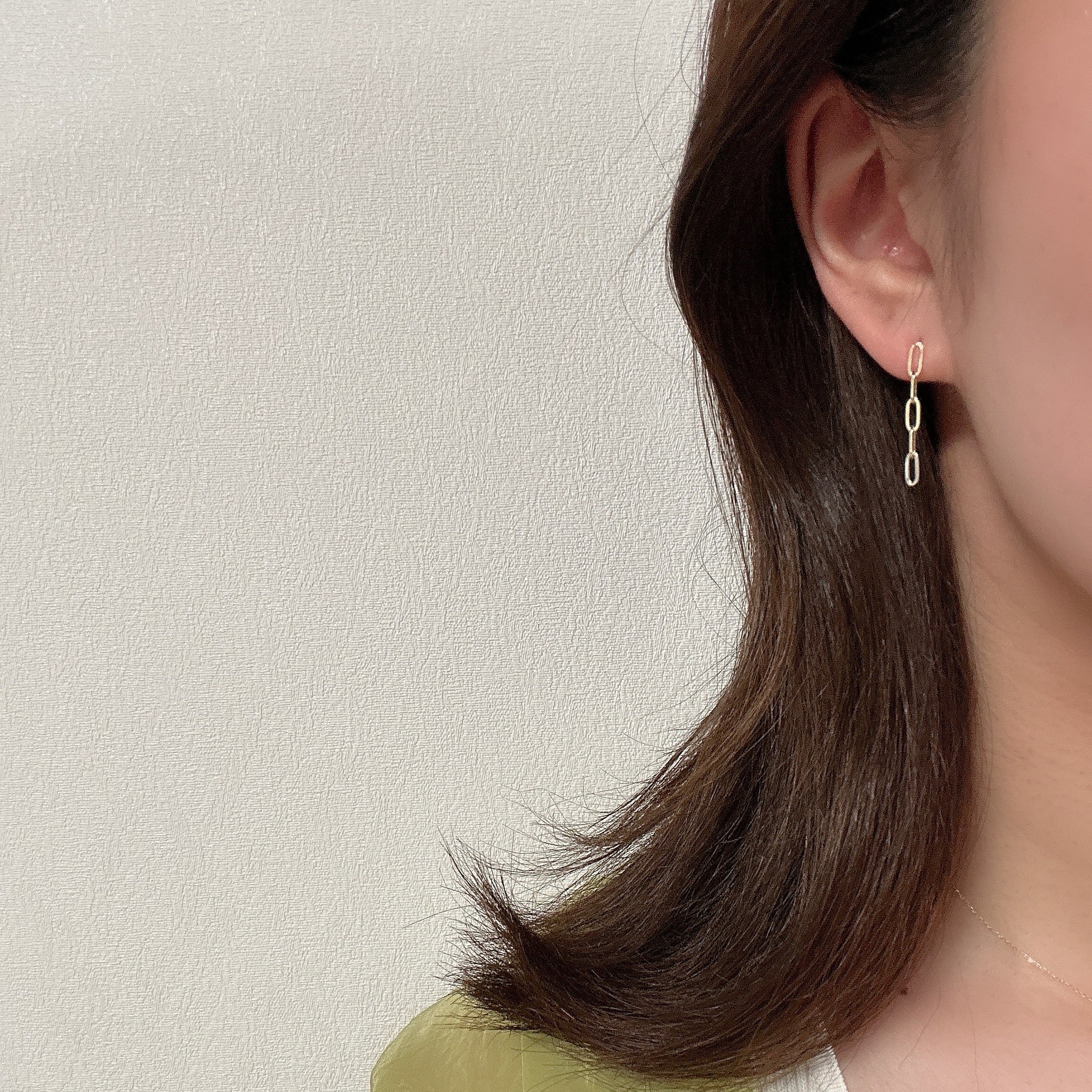 K18ペーパークリップチェーンピアス5コマ