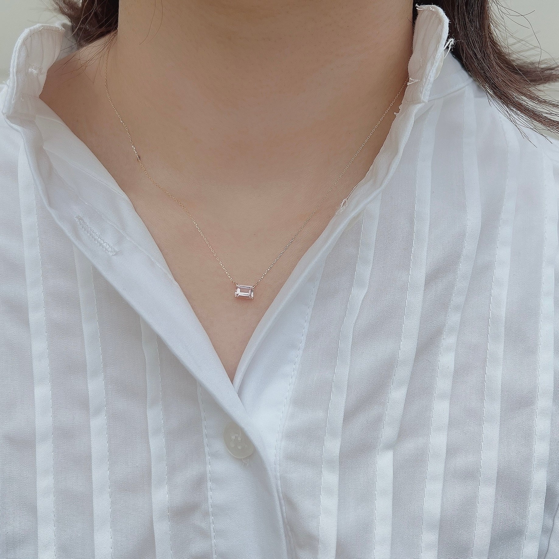 K18スクエアモルガナイトネックレス