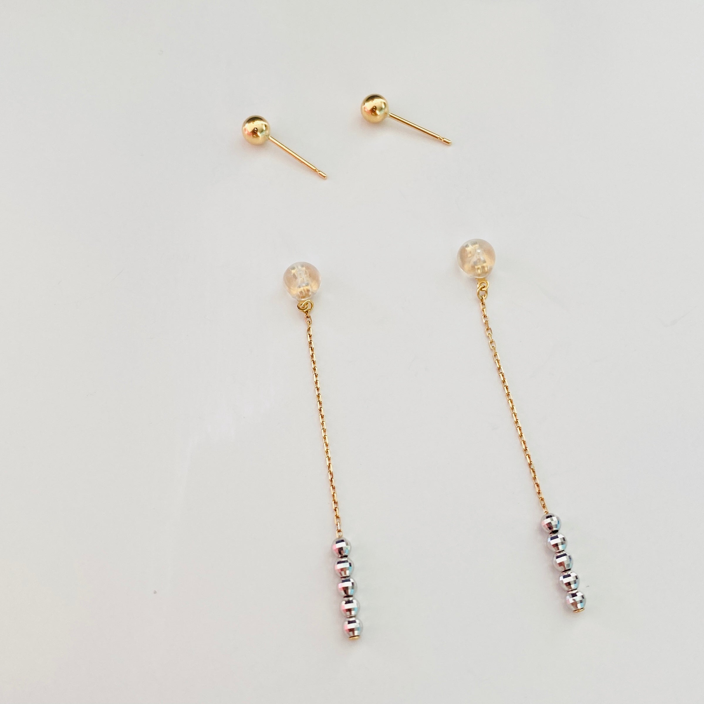 K18丸玉ピアス×スライドミラーボールキャッチ