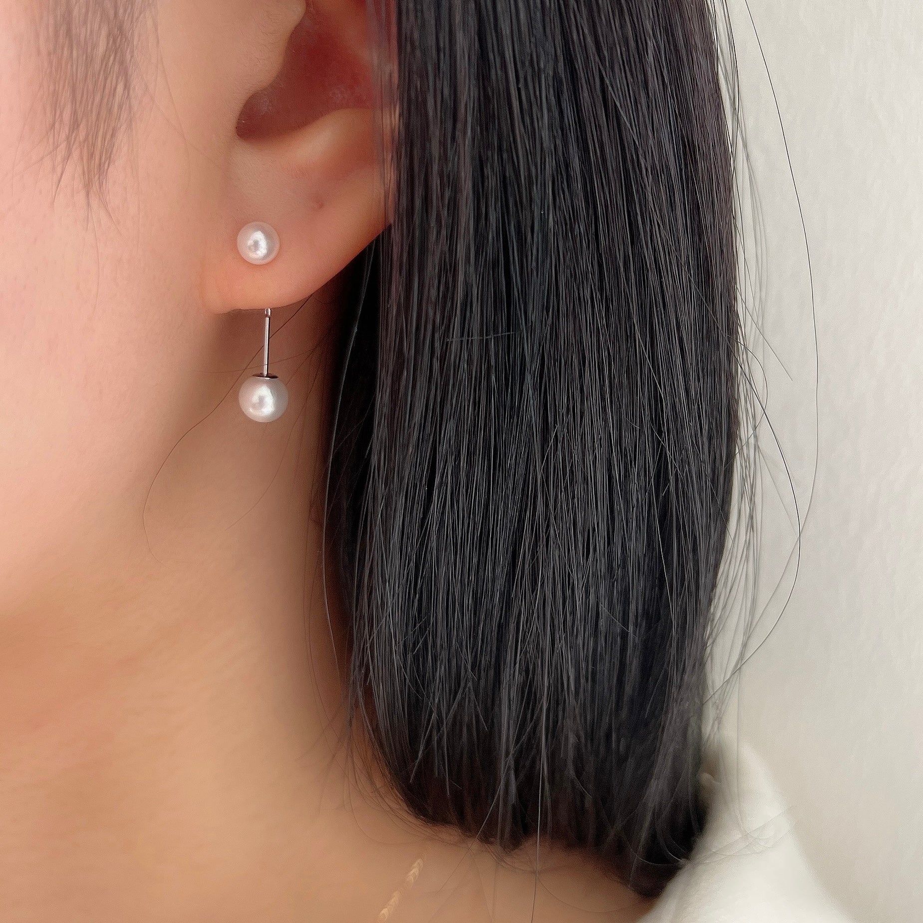 K18WGダブルアコヤパールピアス