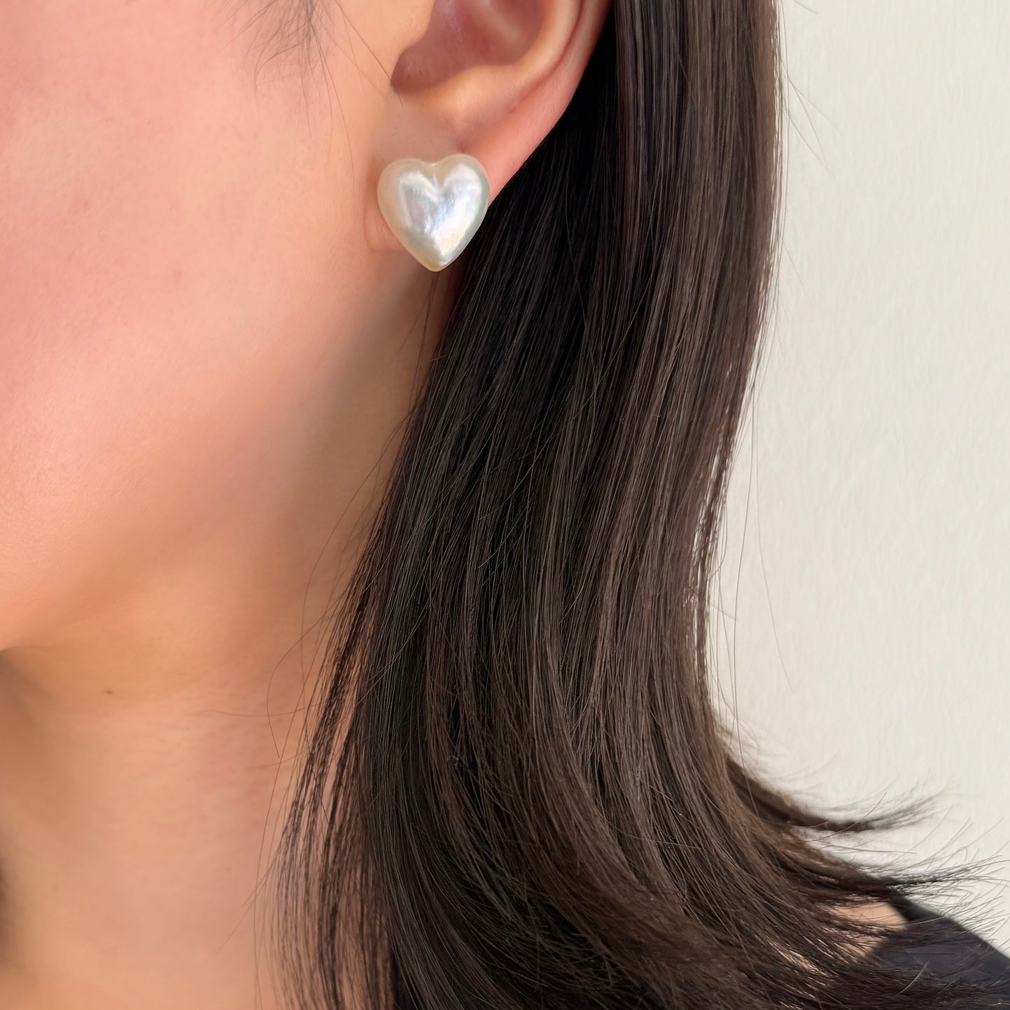 <NEW>K18ハート型マベパールピアス(タテ)